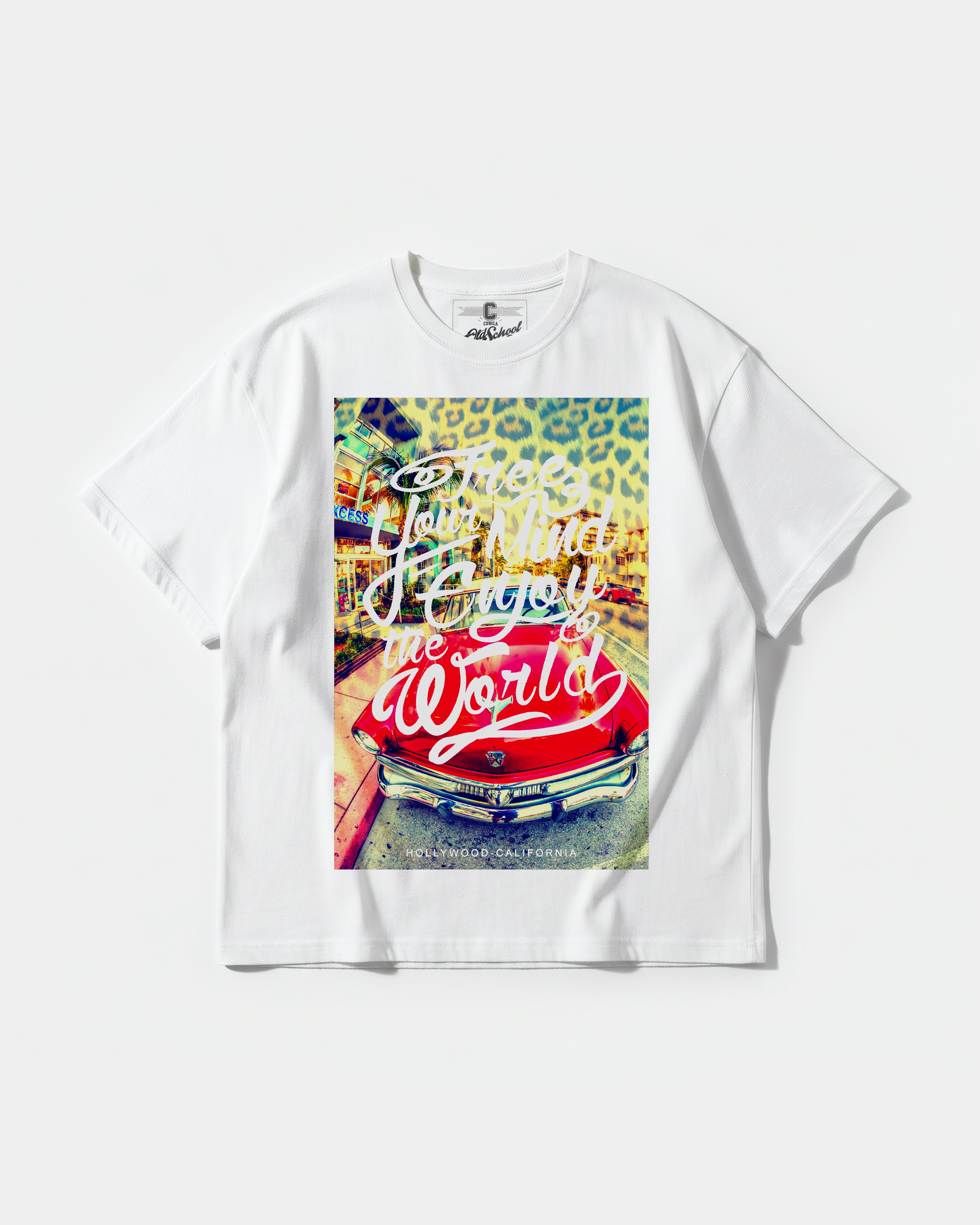 Camiseta Enjoy The World Big Front Oversize Basic Blanco