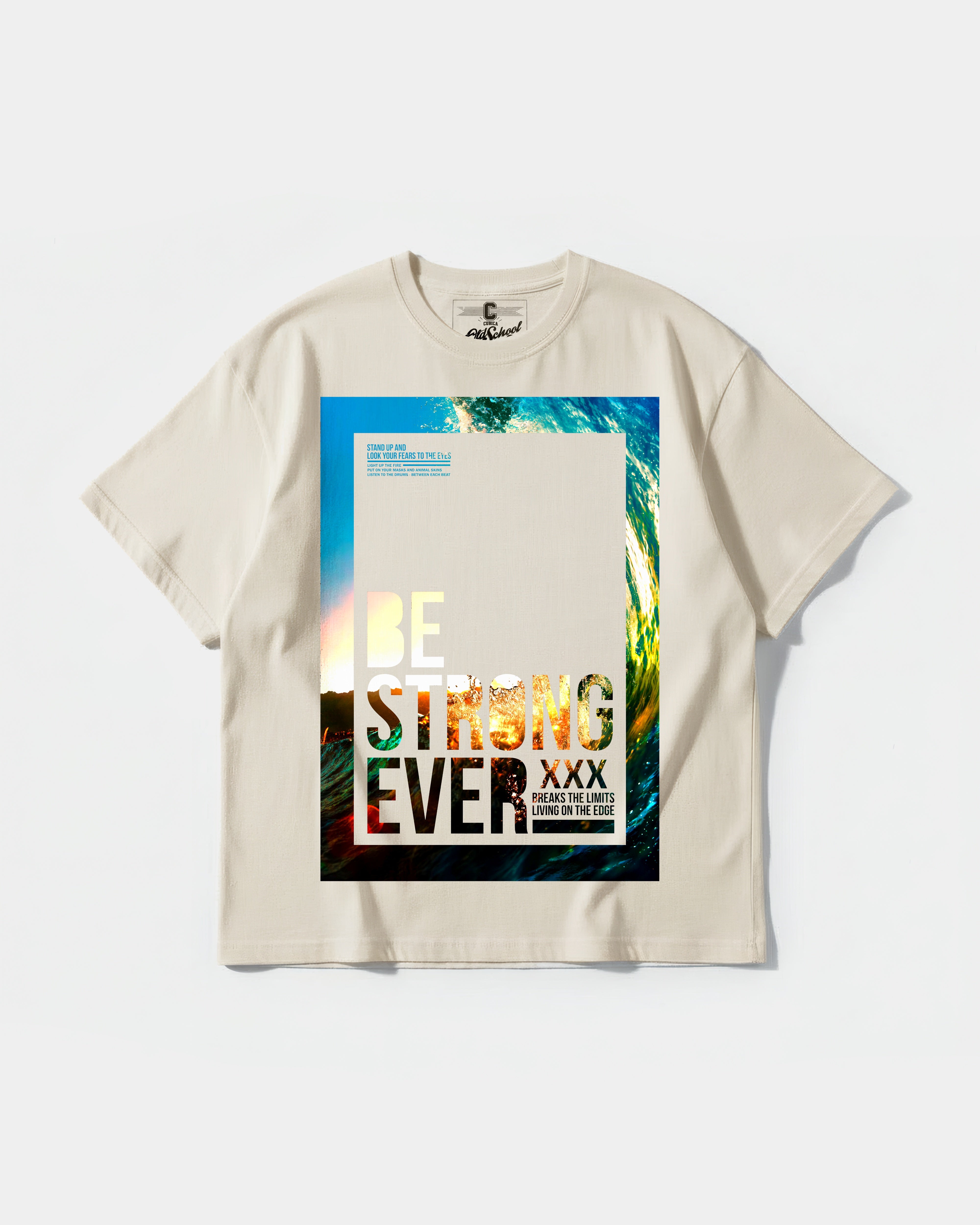 Camiseta Be Strong Big Front Oversize Basic Beige