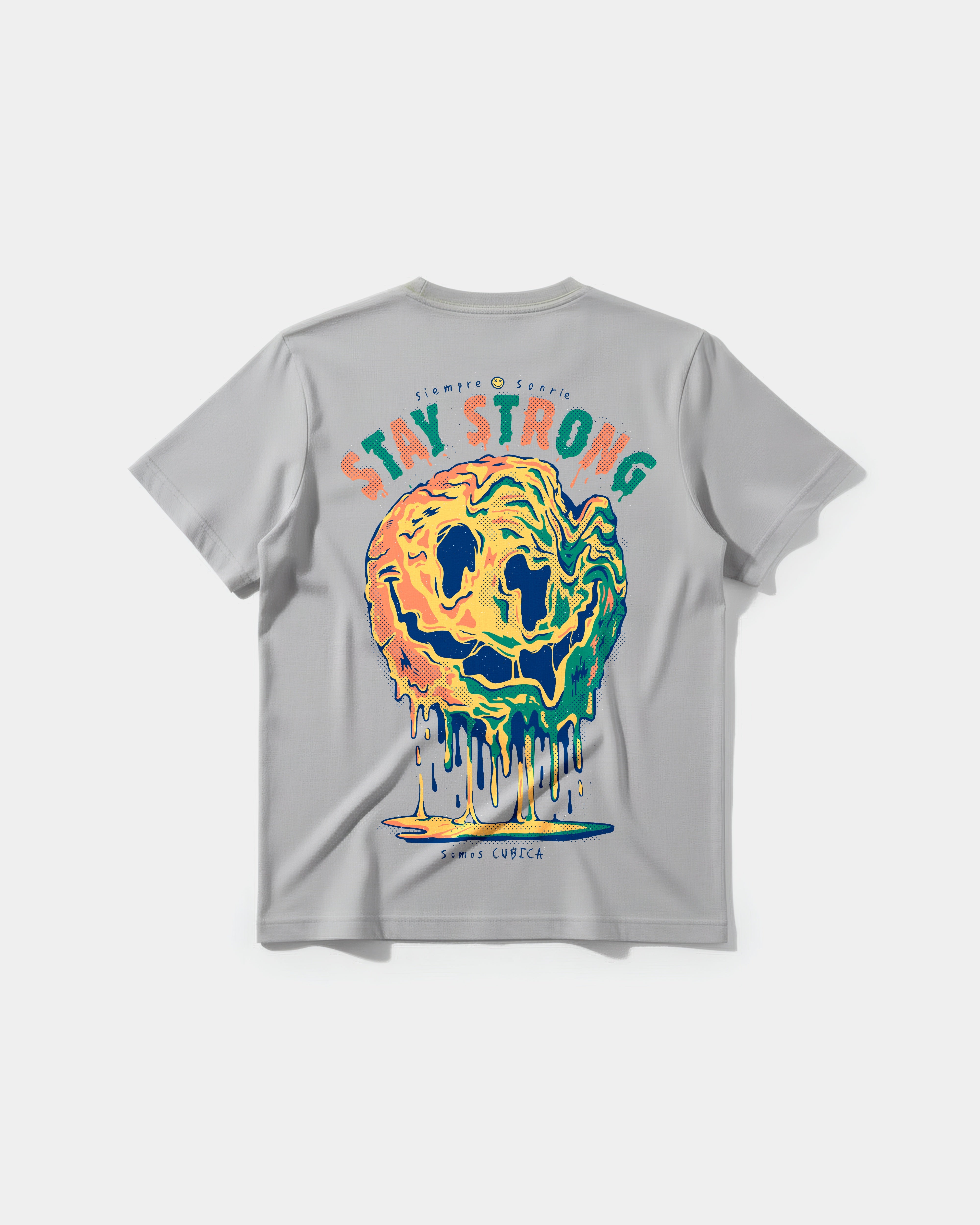 Camiseta Siempre Sonrie Pocket Front Regular Basic Gris