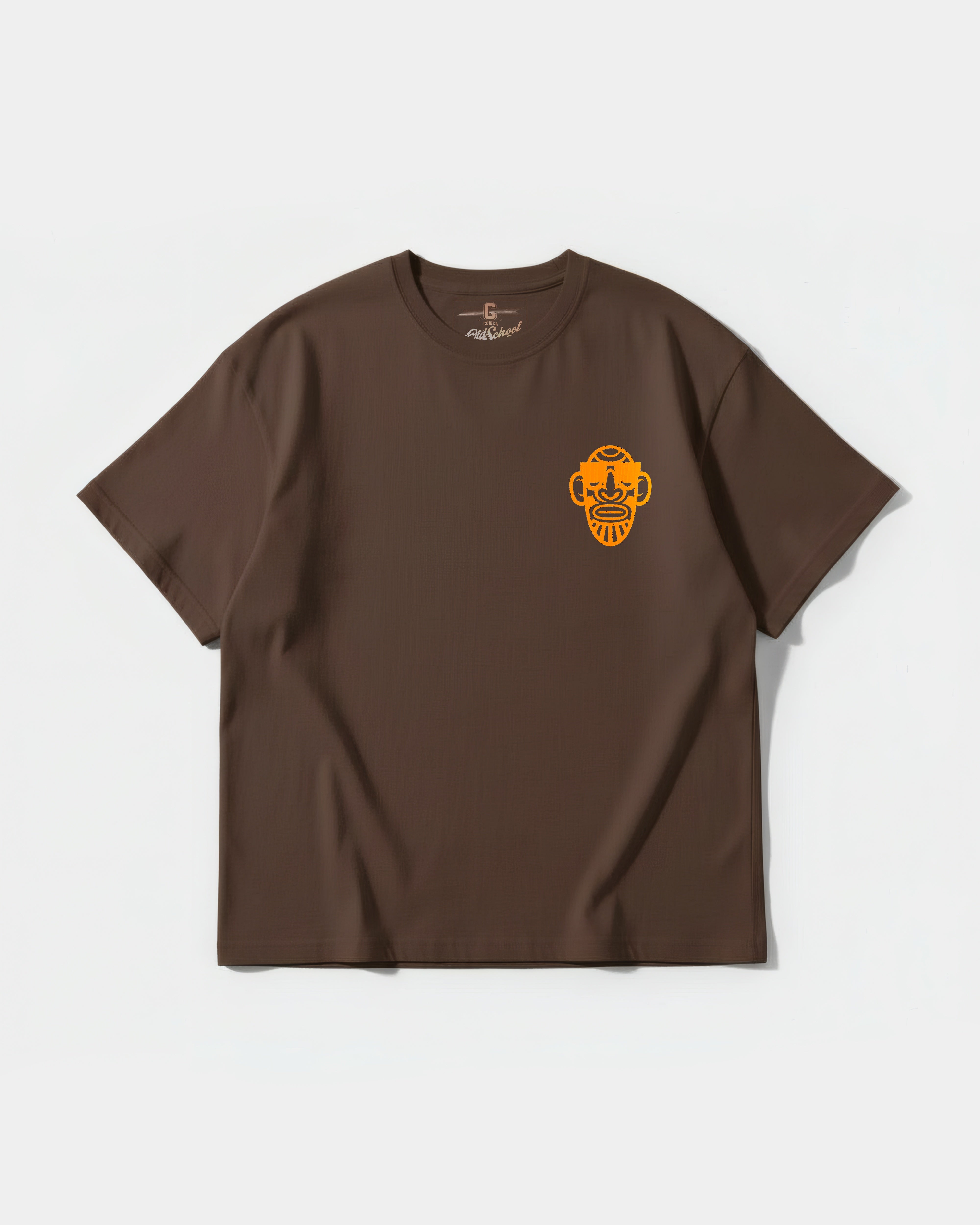 Camiseta Icono Africano Pocket Front Oversize Basic Marron