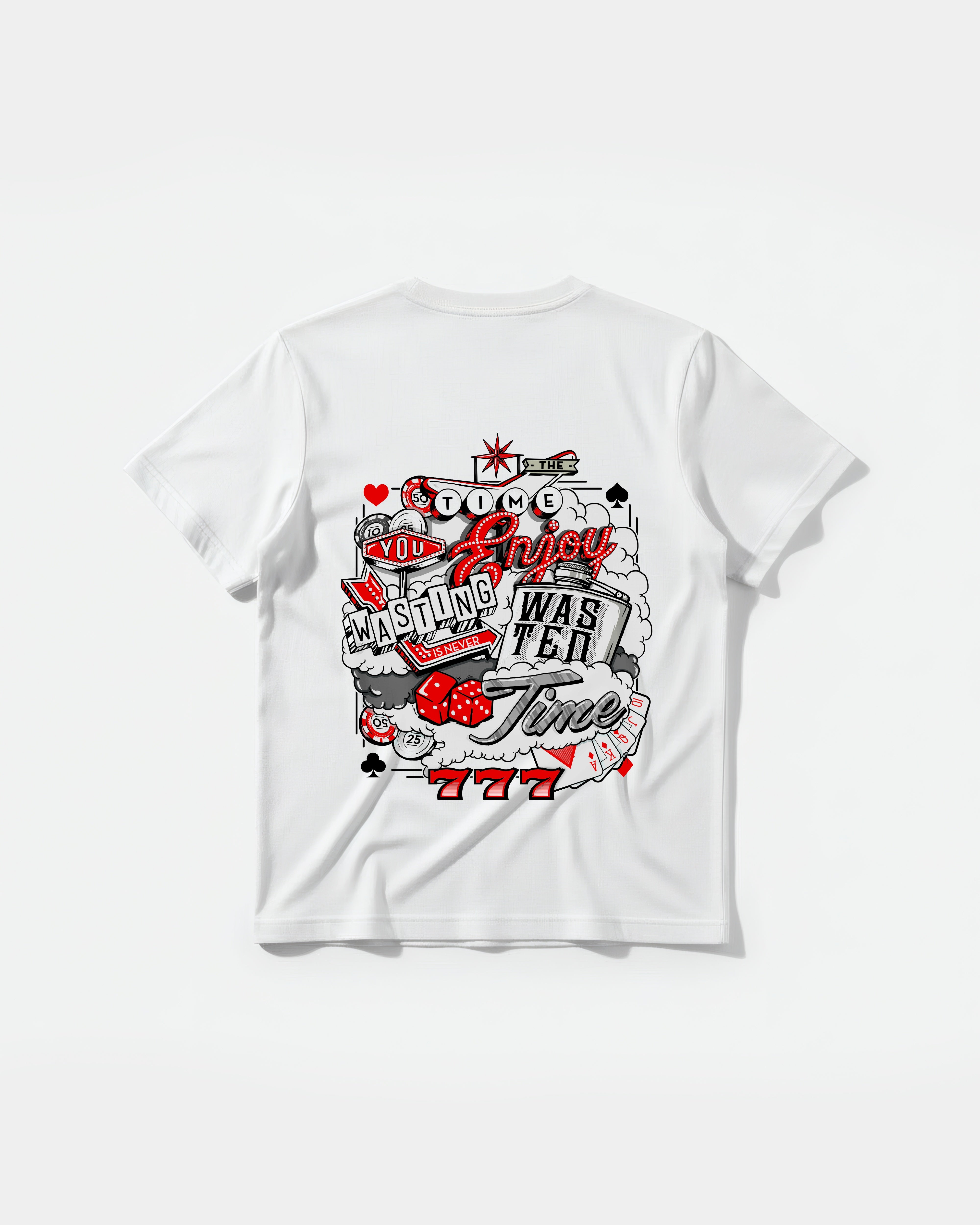 Camiseta Wasting Time 777 Big Back Regular Basic Blanco
