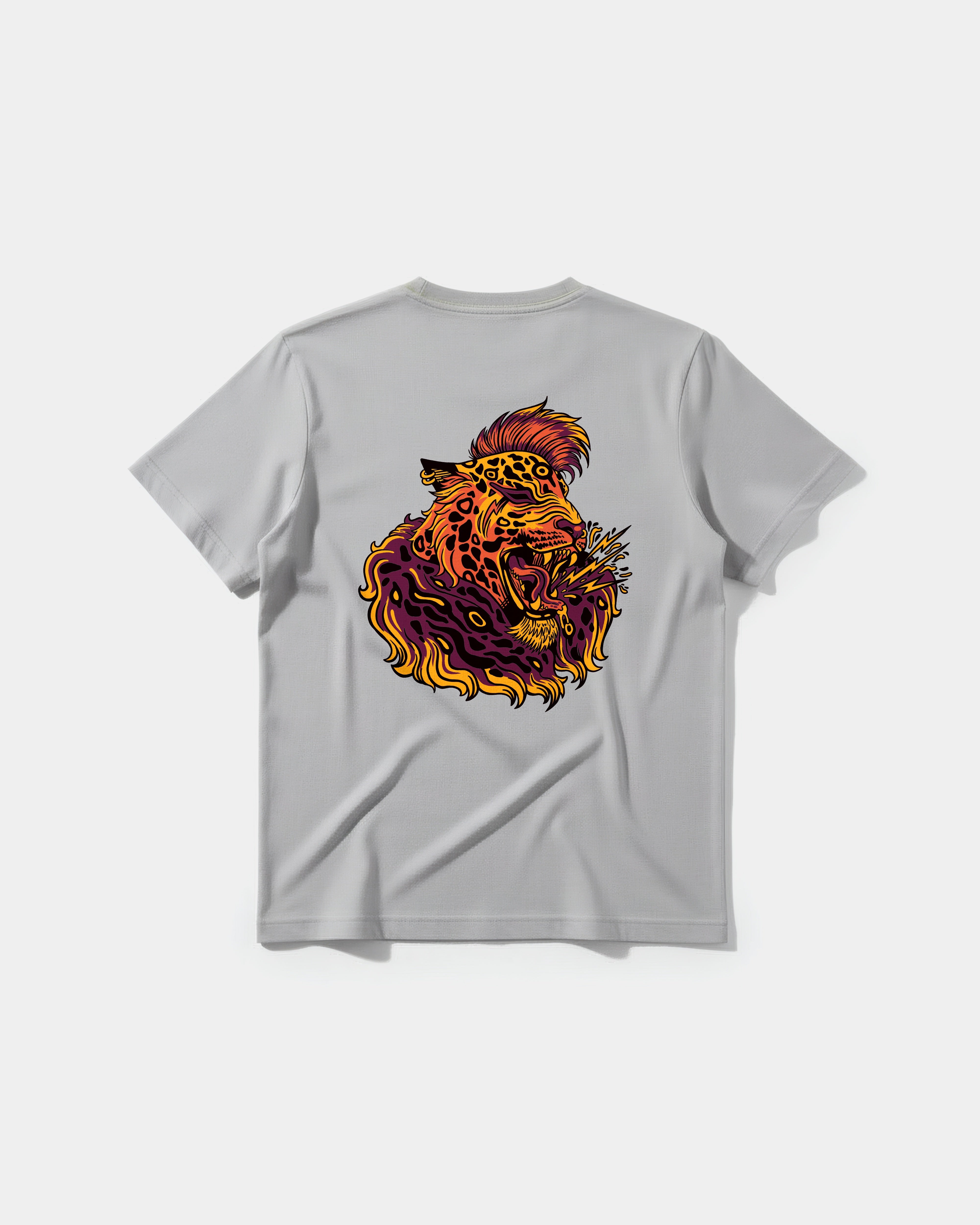 Camiseta Punk Leopard Big Back Regular Basic Gris