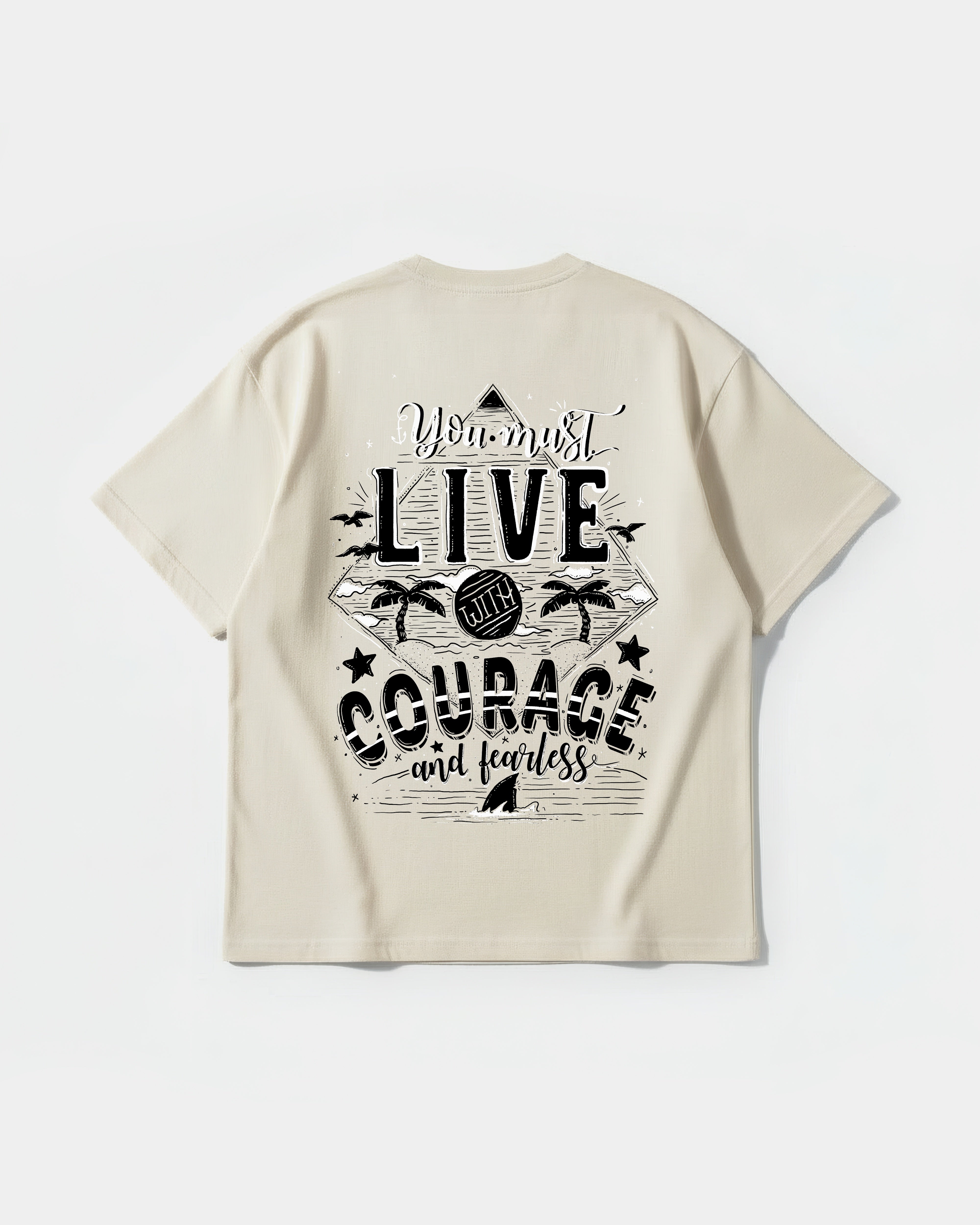 Camiseta You Must Live Big Back Oversize Basic Beige