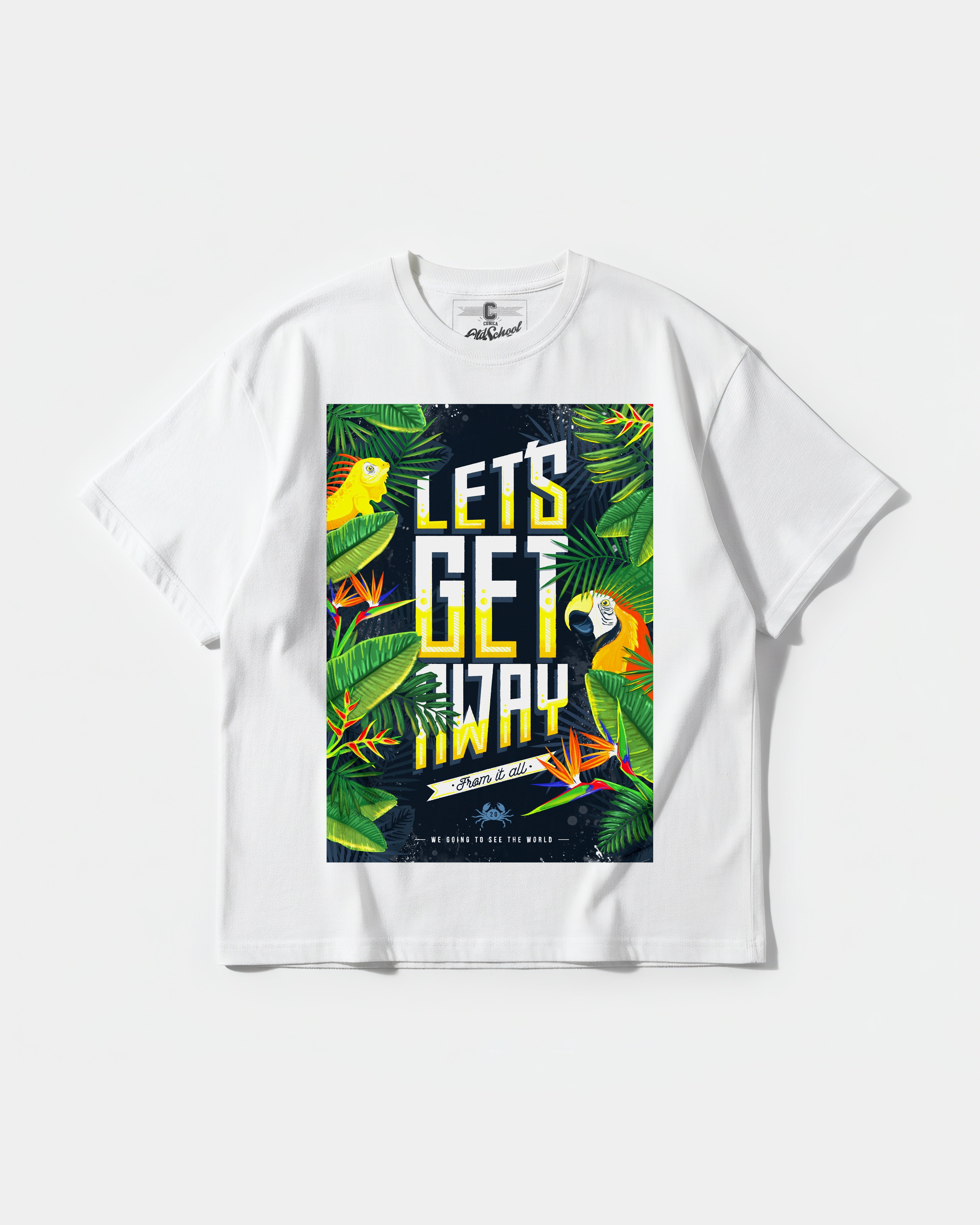 Camiseta Let S Get Away Big Front Oversize Basic Blanco