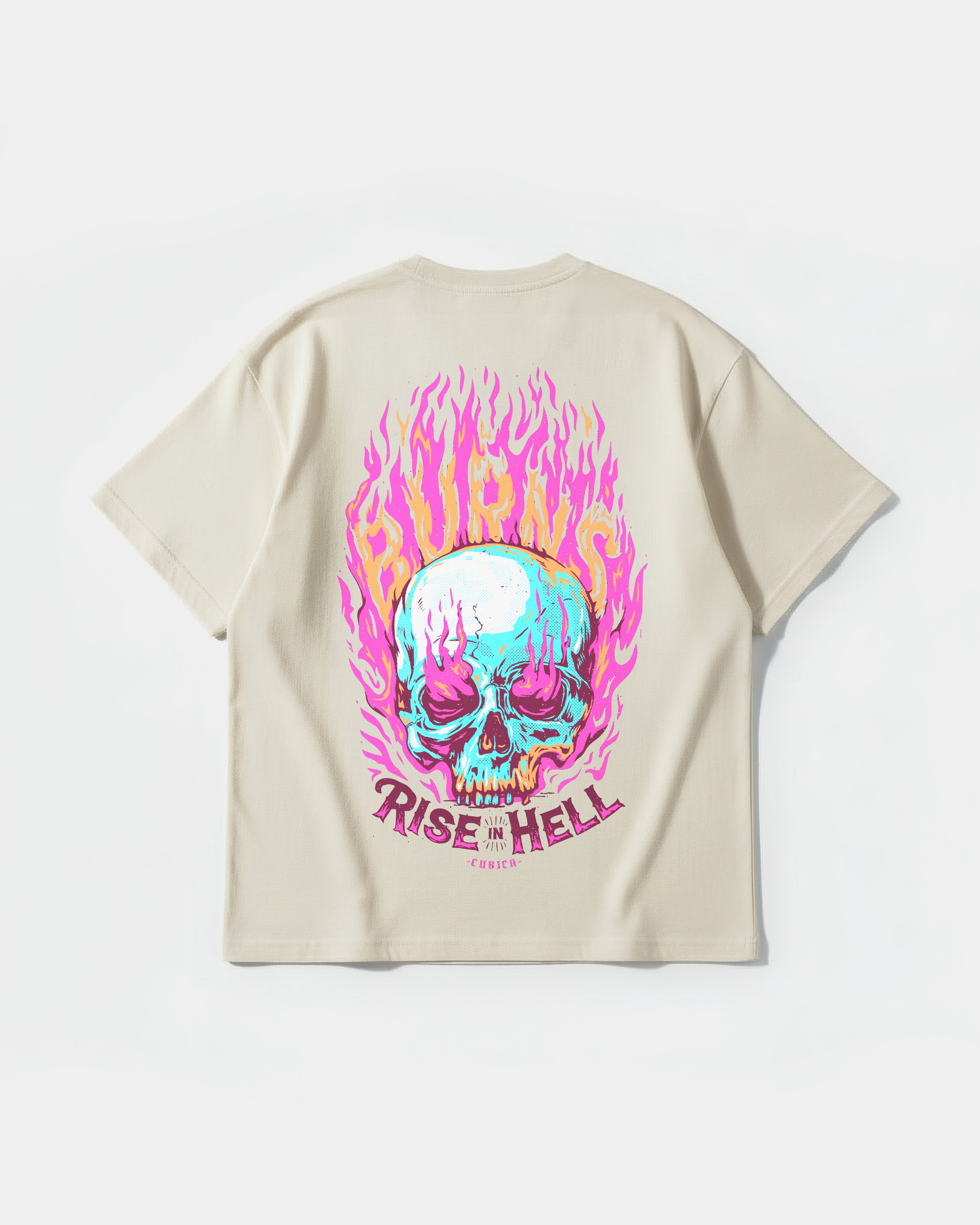 Camiseta Rise In Hell Pocket Front Oversize Basic Beige