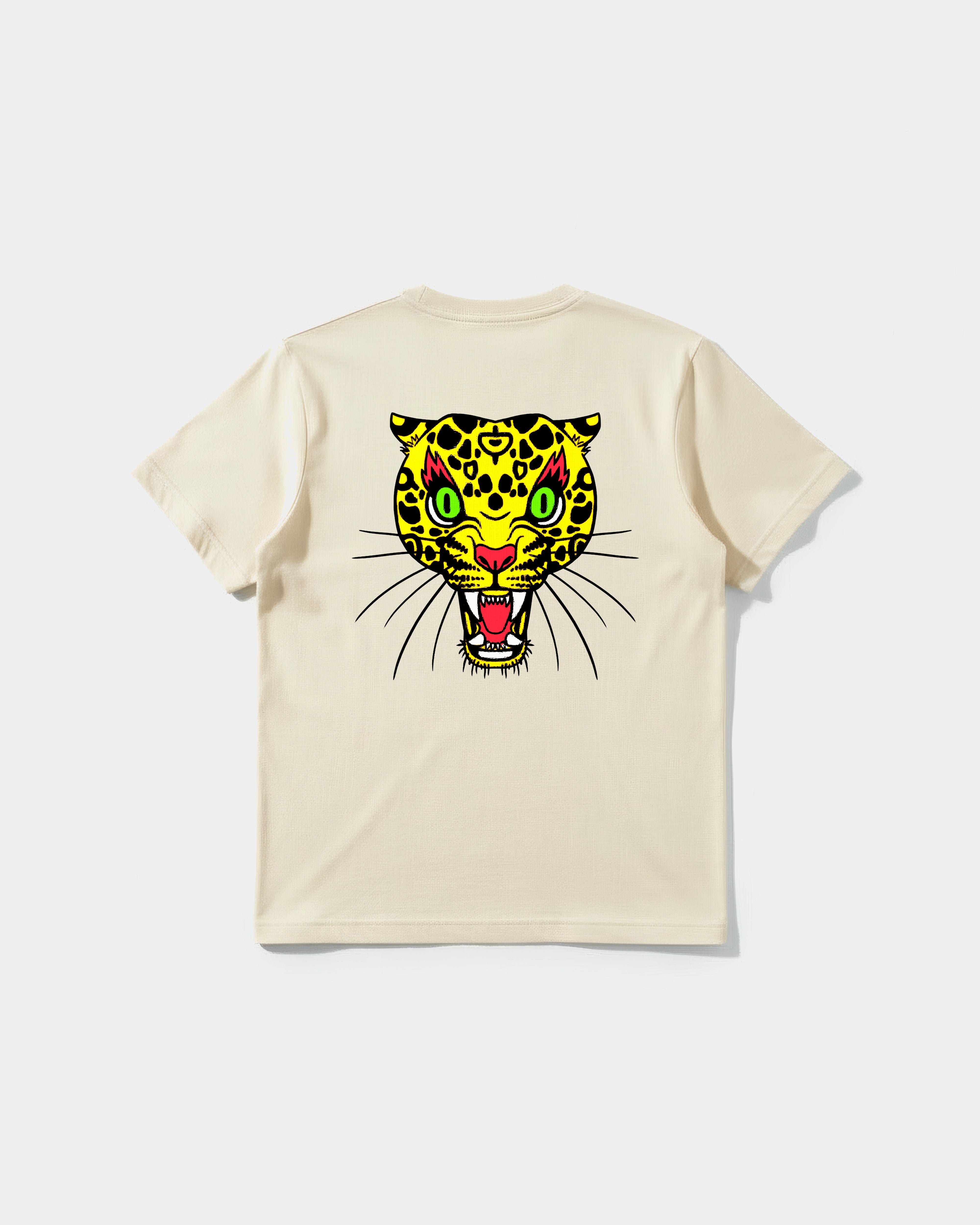 Camiseta Leopard Big Back Regular Basic Beige