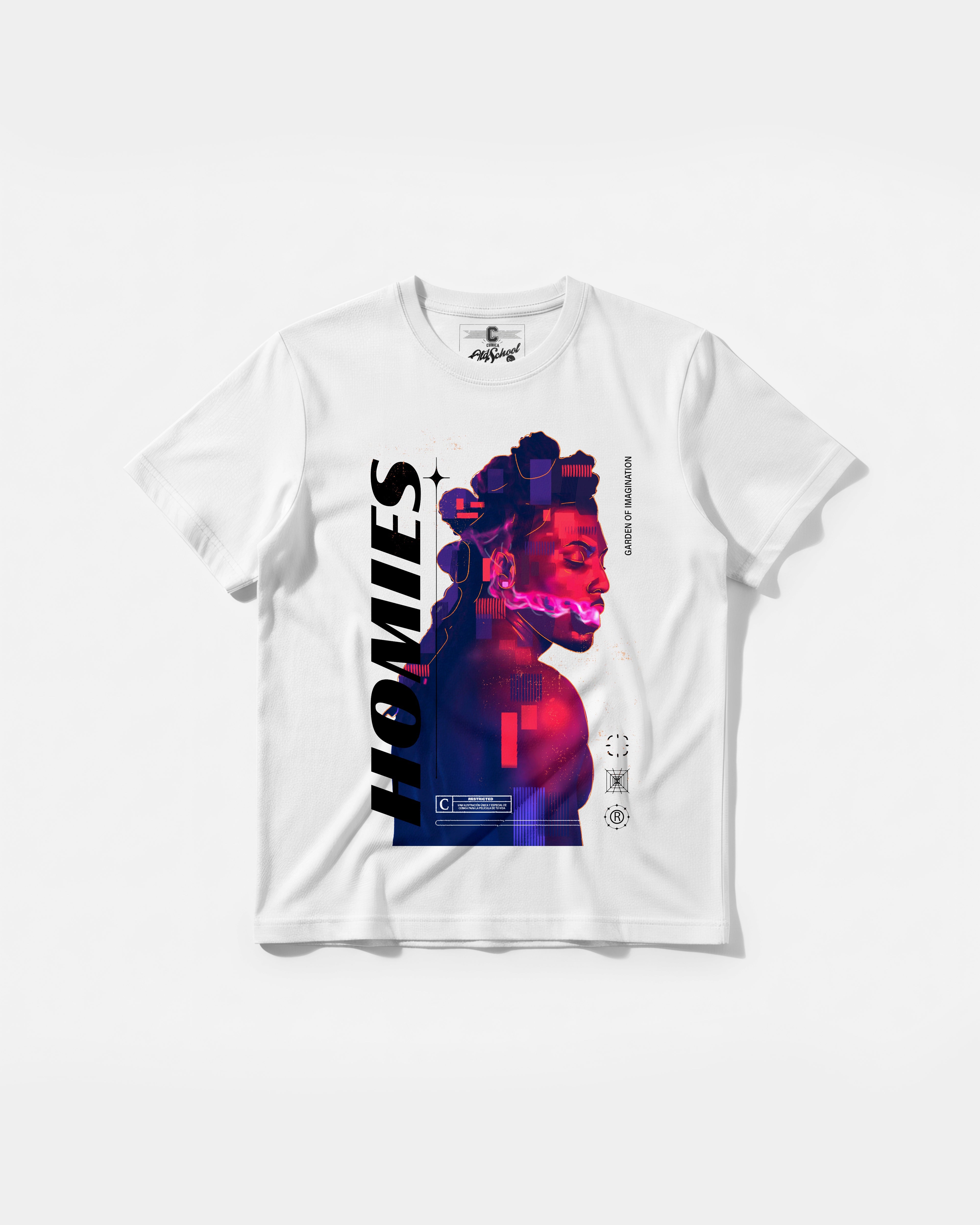Camiseta Homies White Big Front Regular Basic Blanco