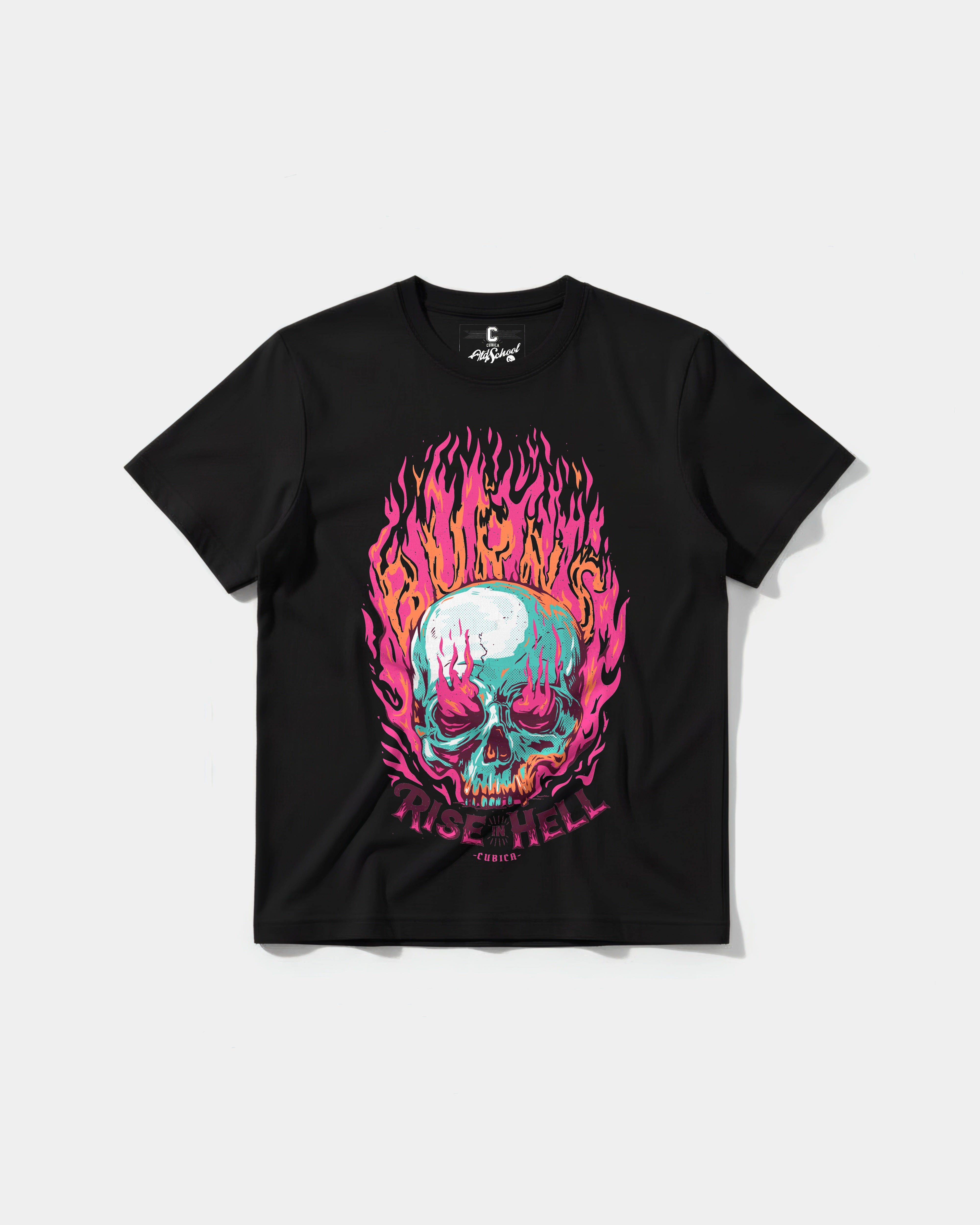 Camiseta Rise In Hell Big Front Regular Basic Negro