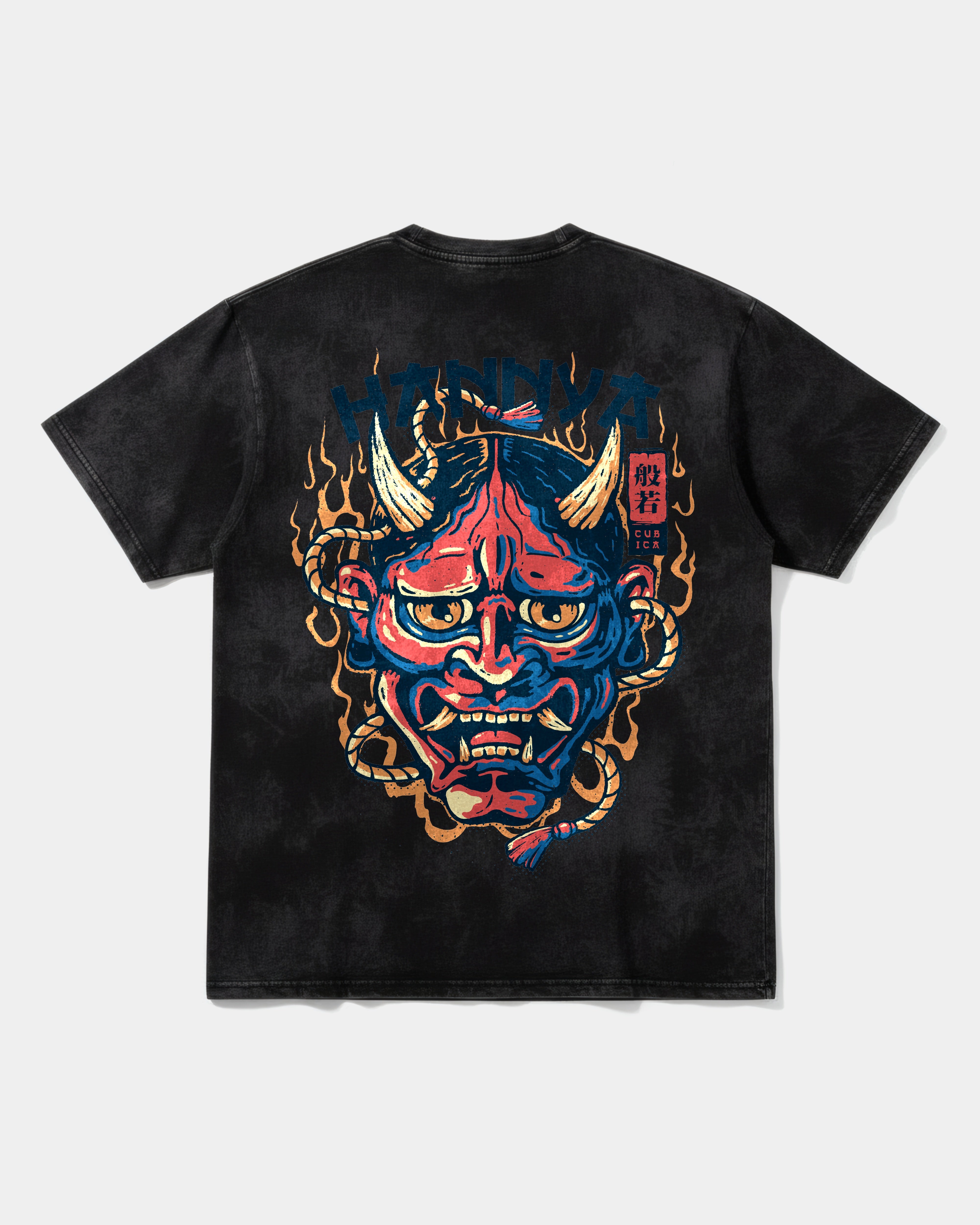 Camiseta China Hannya Pocket Front Oversize Acid Negro