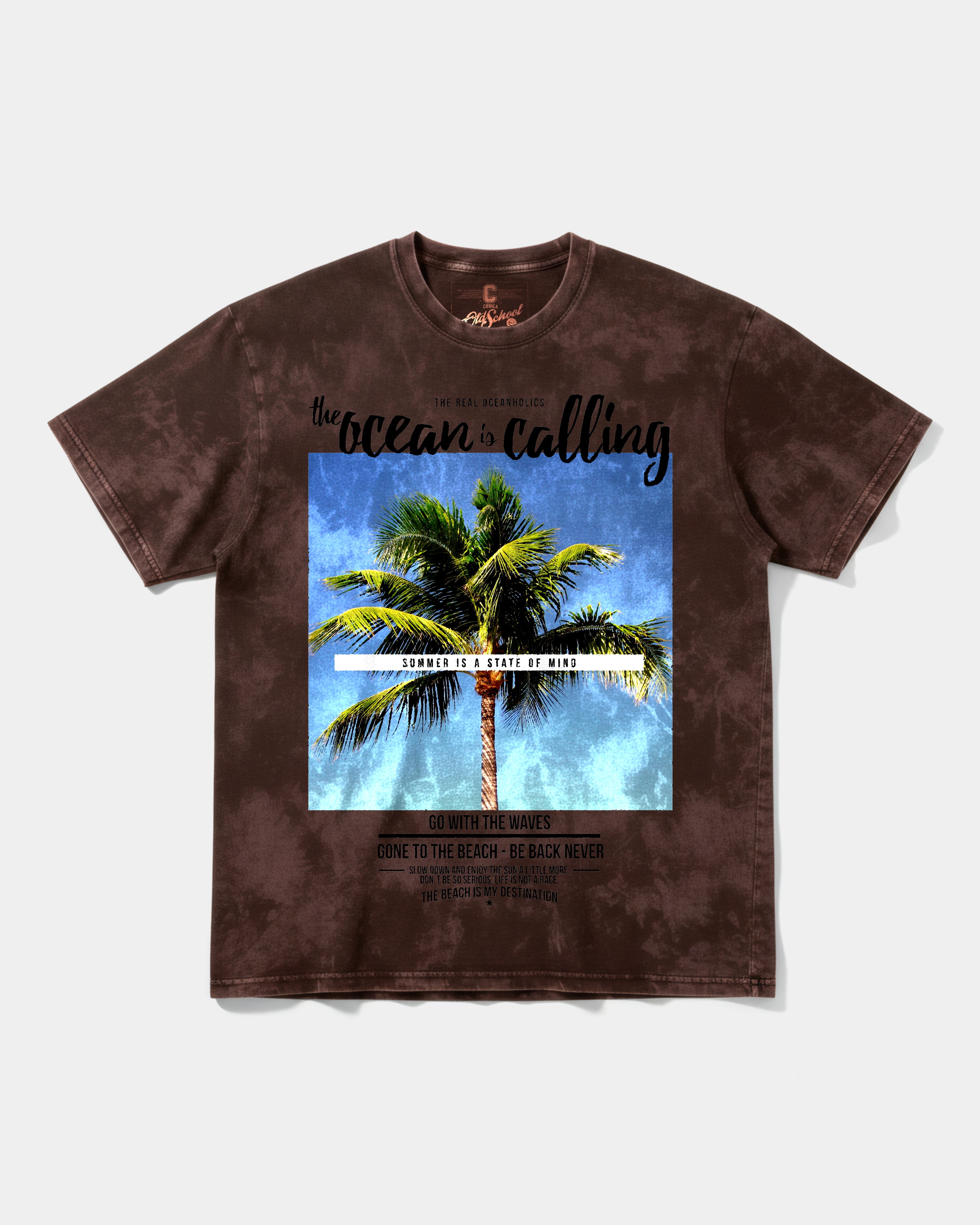 Camiseta Ocean Is Calling Big Front Oversize Acid Marron