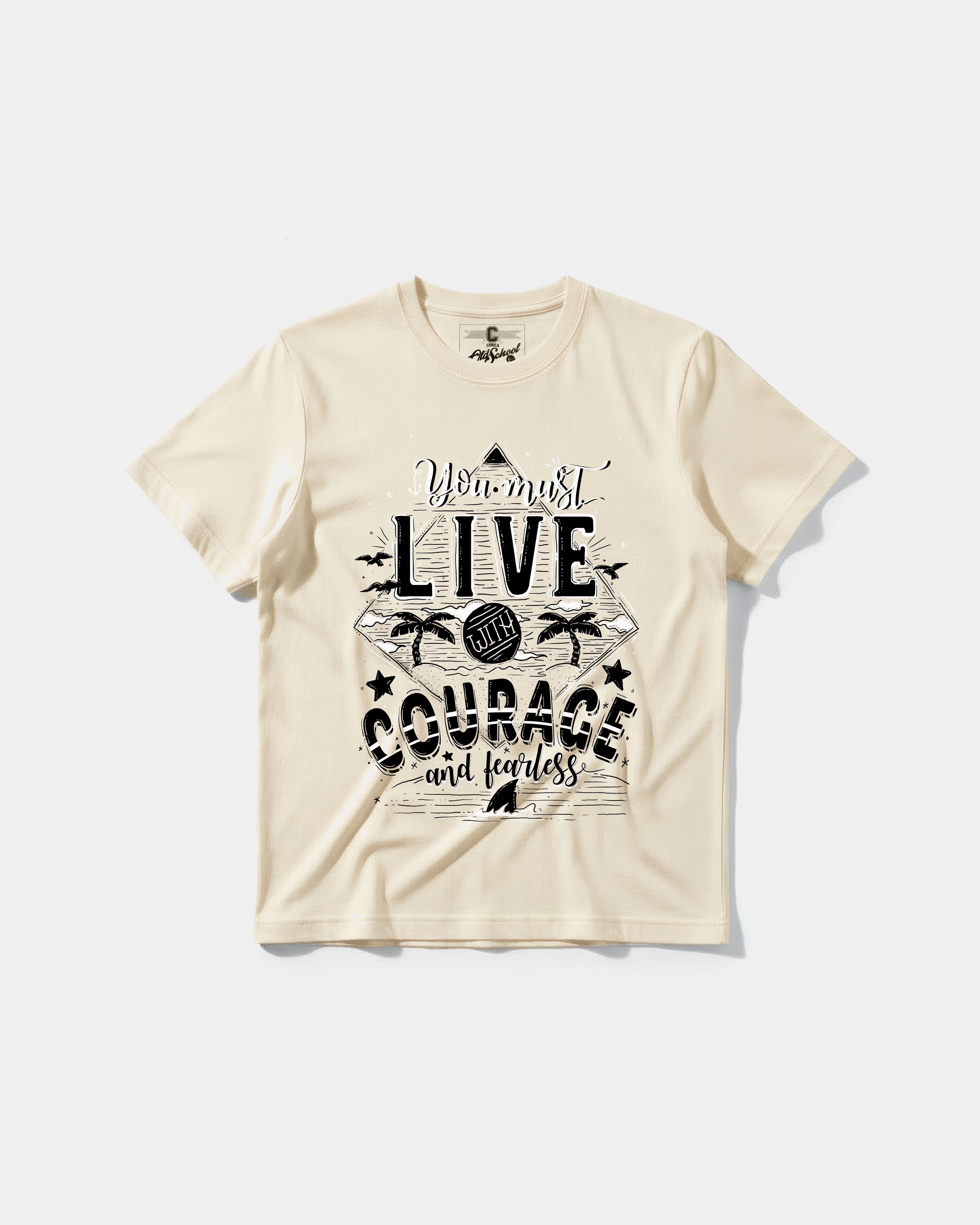 Camiseta You Must Live Big Front Regular Basic Beige