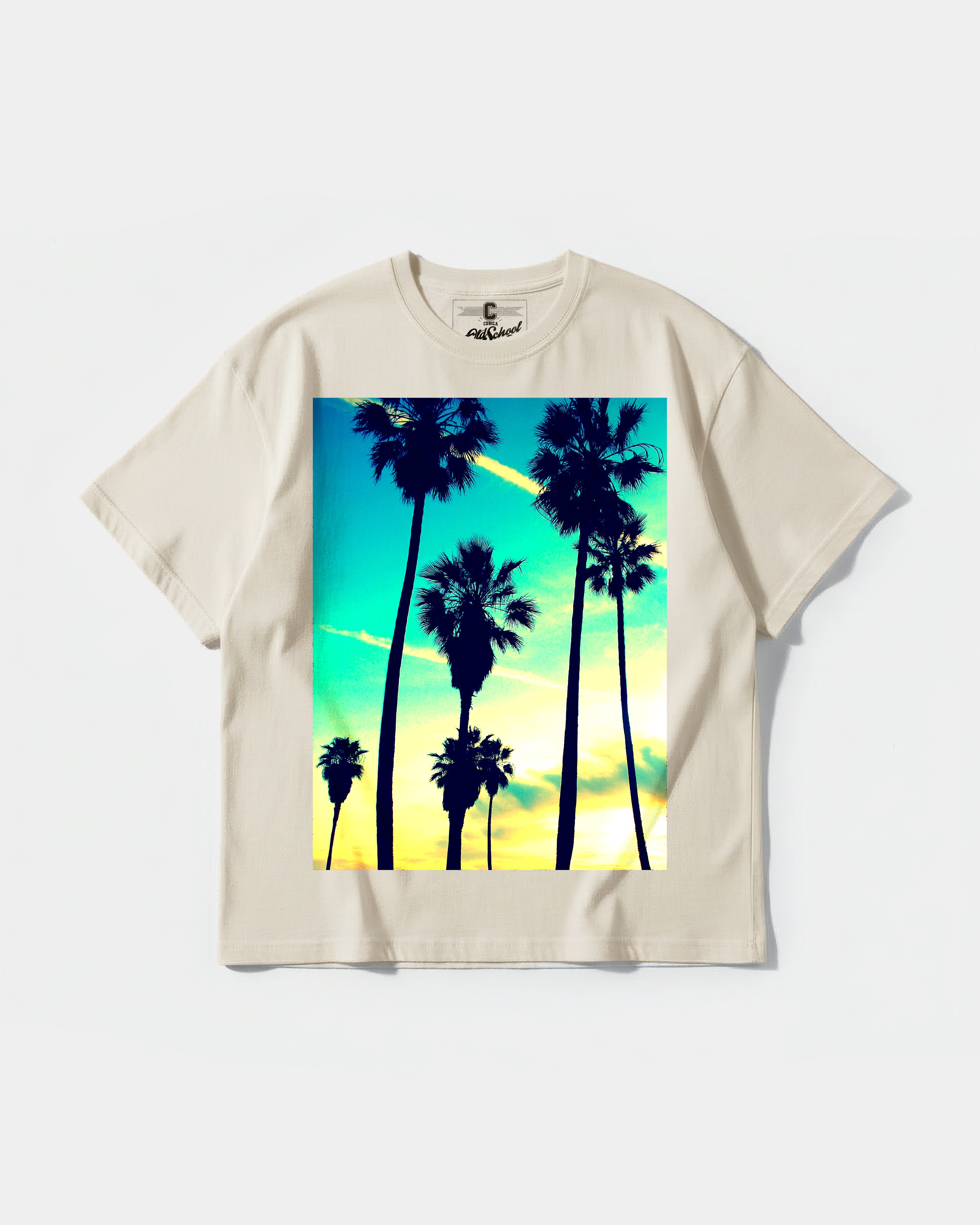 Camiseta Tropical Dusk Big Front Oversize Basic Beige