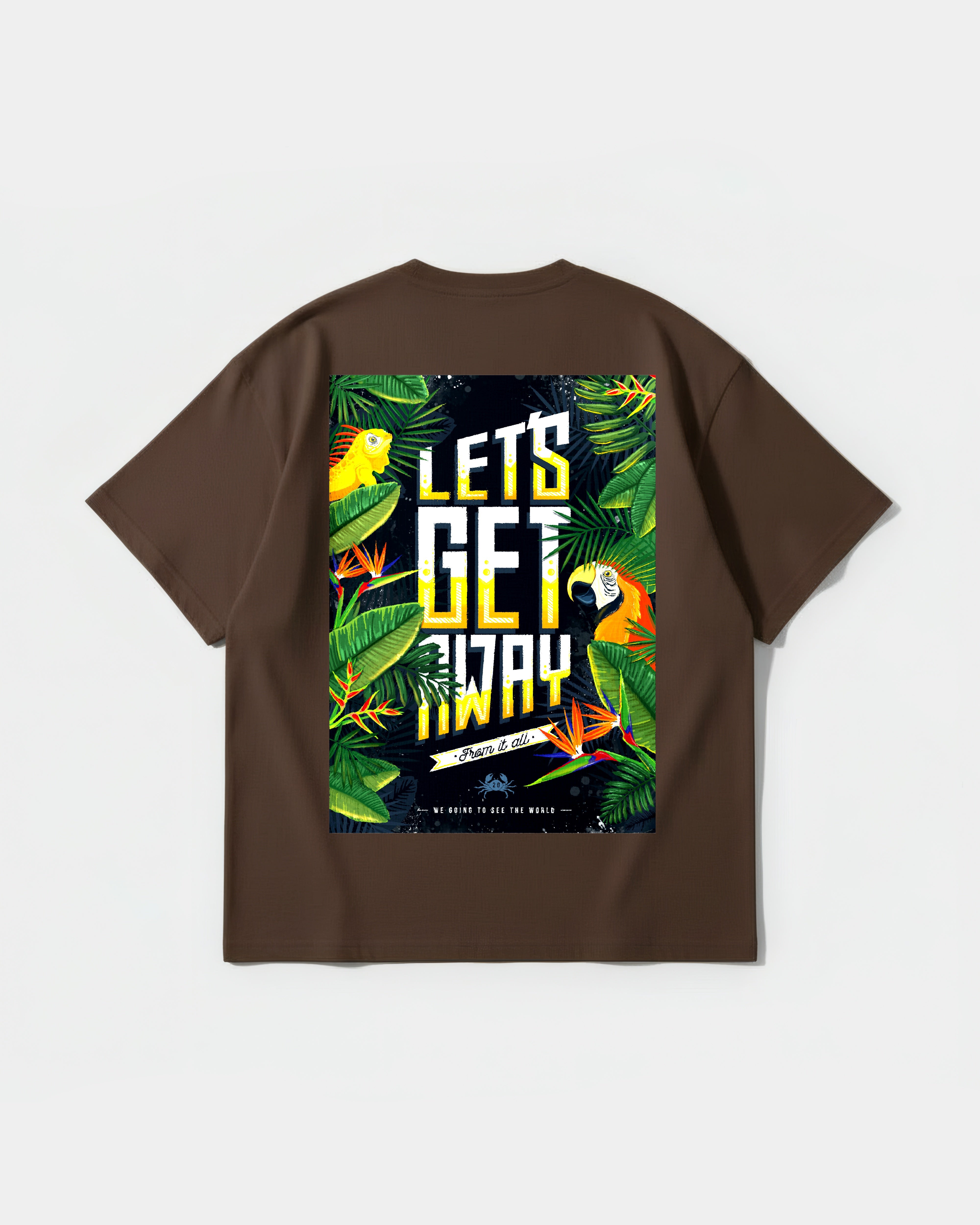 Camiseta Let S Get Away Big Back Oversize Basic Marron
