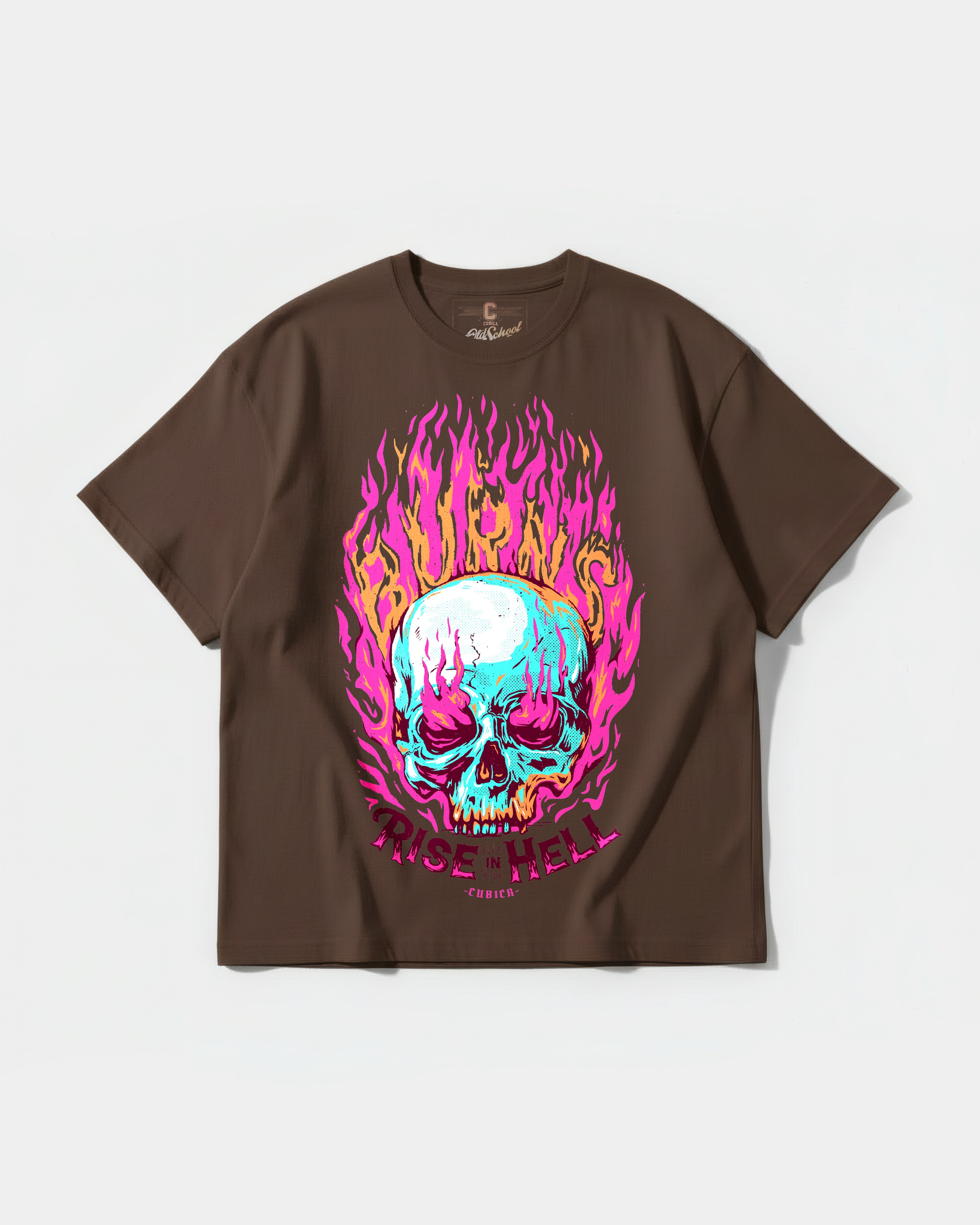 Camiseta Rise In Hell Big Front Oversize Basic Marron