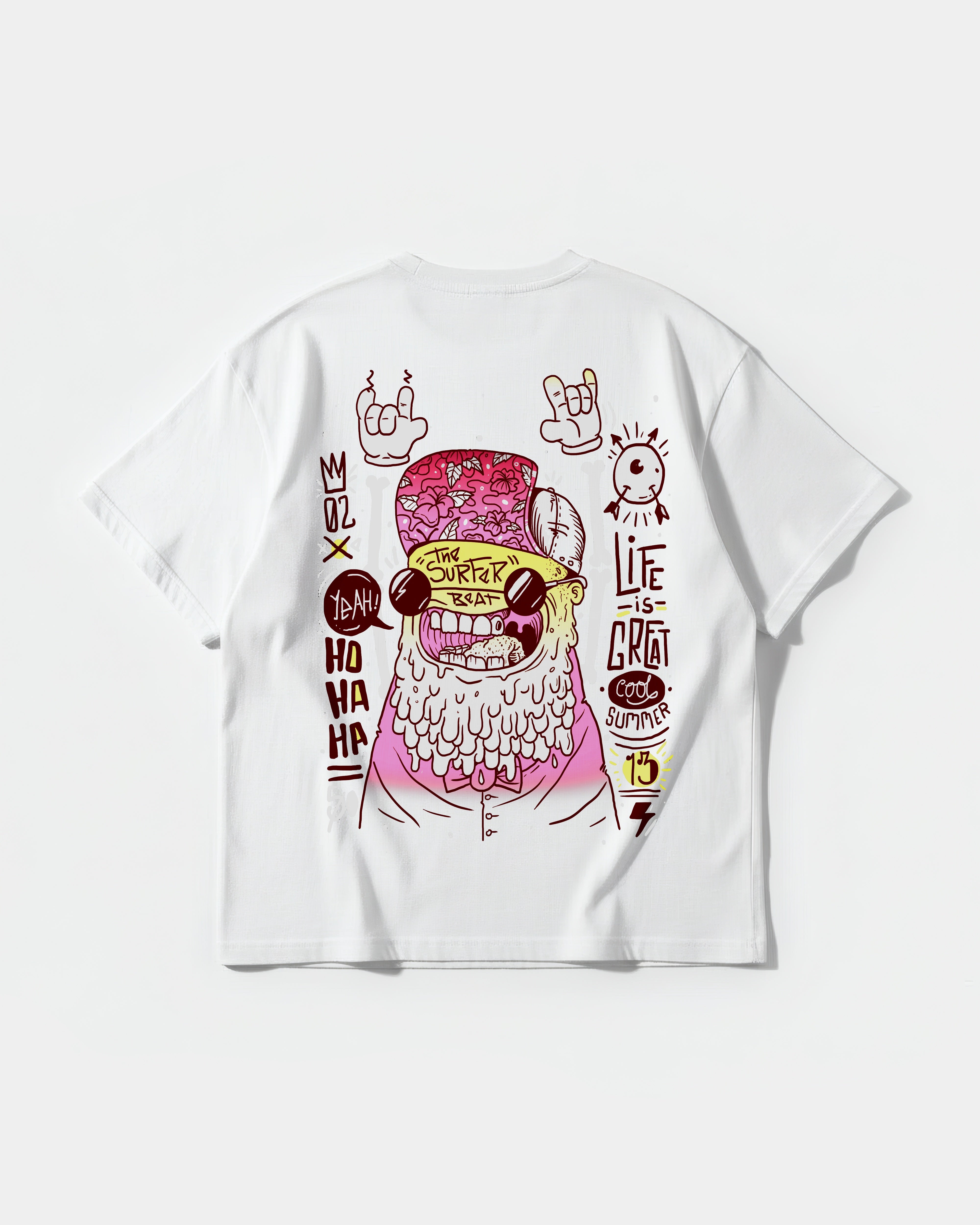 Camiseta The Surfer Beat Big Back Oversize Basic Blanco
