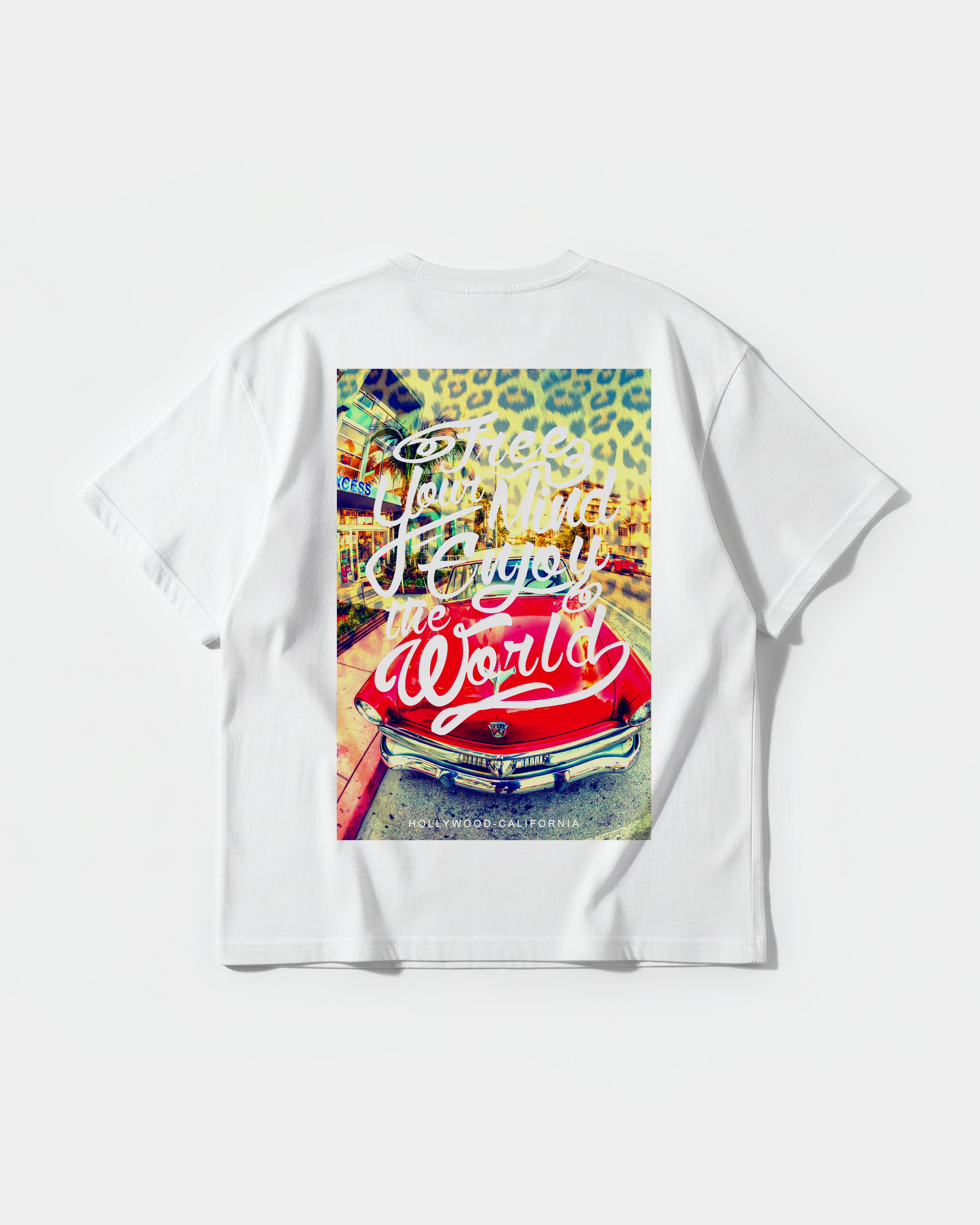 Camiseta Enjoy The World Big Back Oversize Basic Blanco