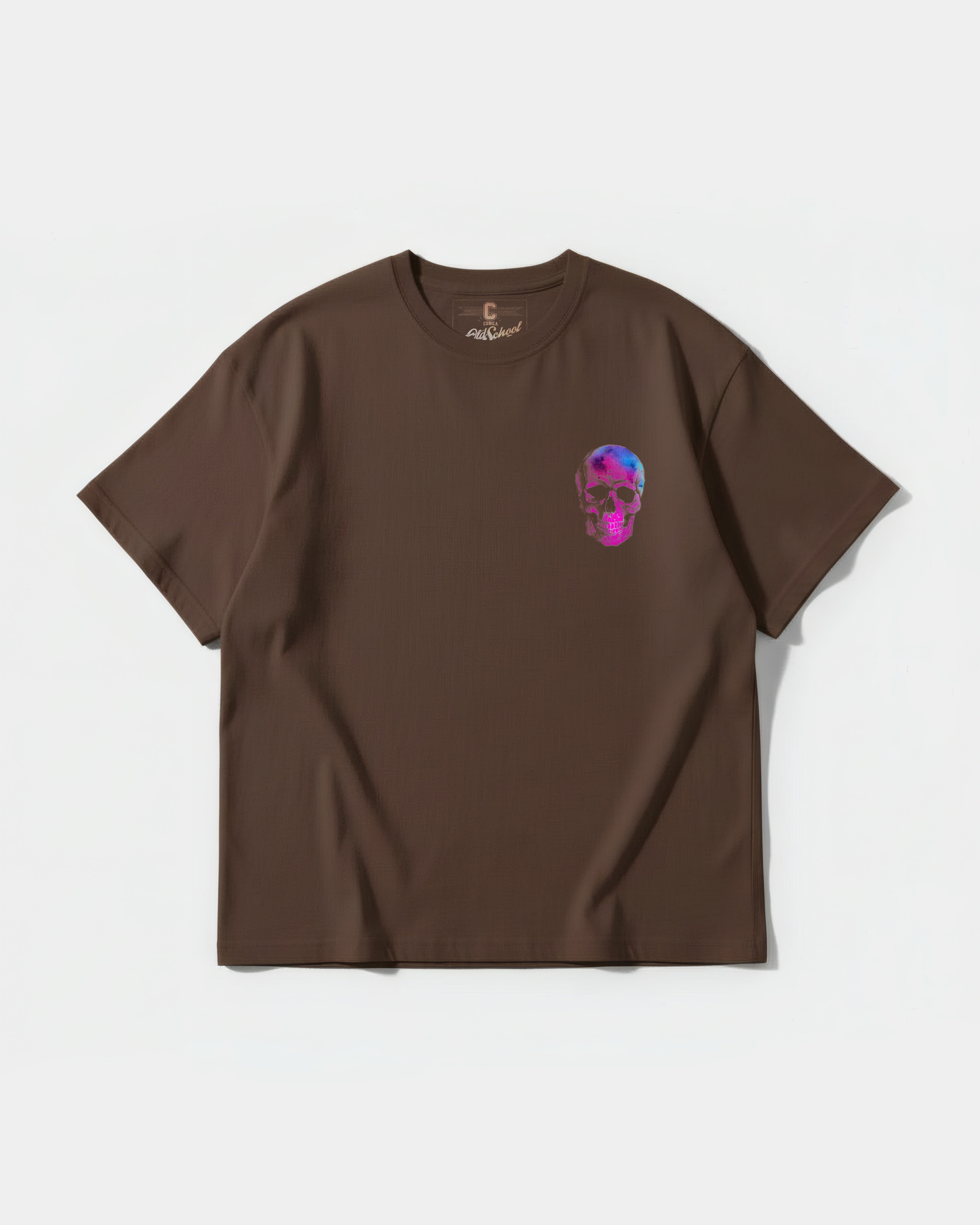 Camiseta Space Skull Pocket Front Oversize Basic Marron