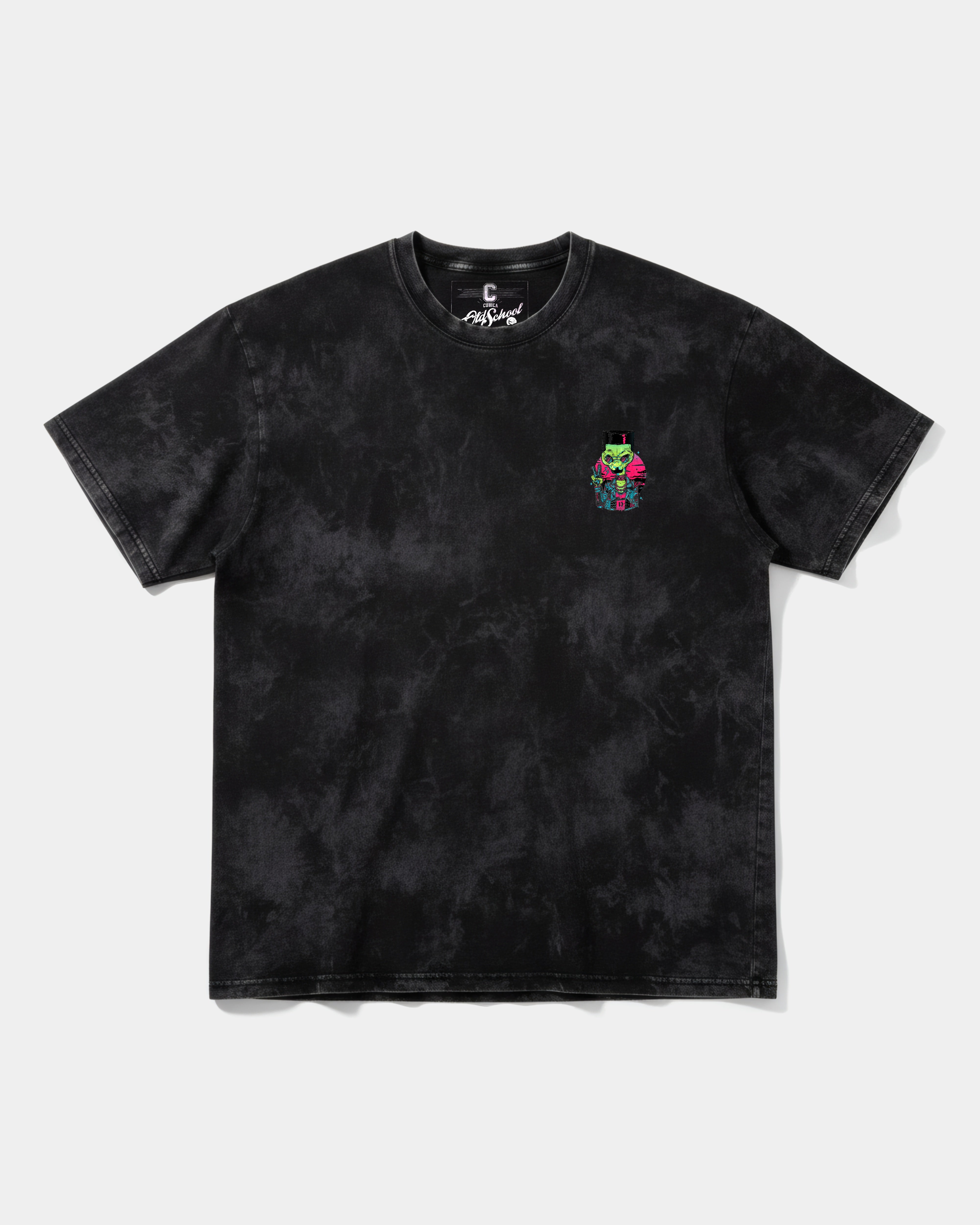 Camiseta Alien In Miami Pocket Front Oversize Acid Negro