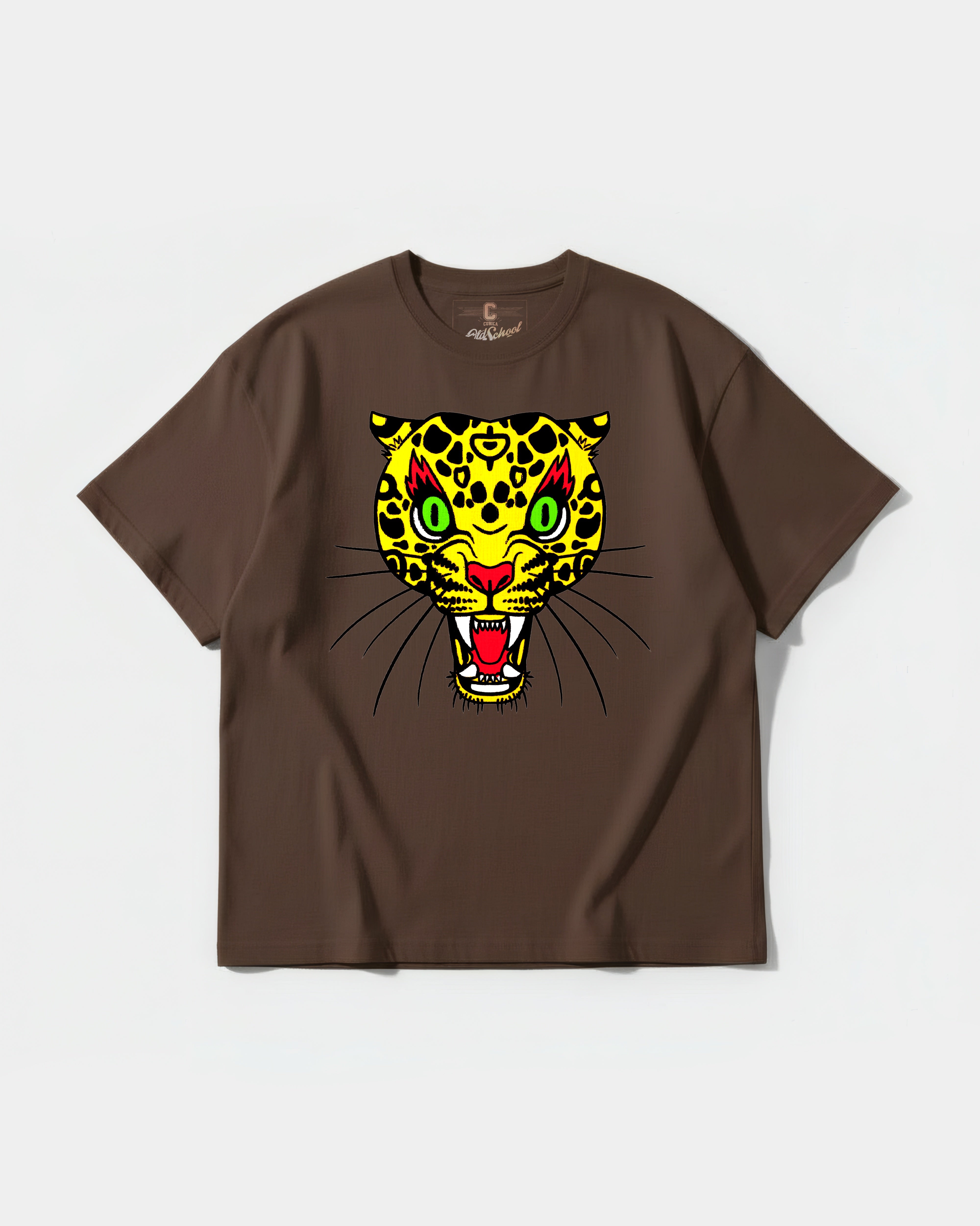 Camiseta Leopard Big Front Oversize Basic Marron