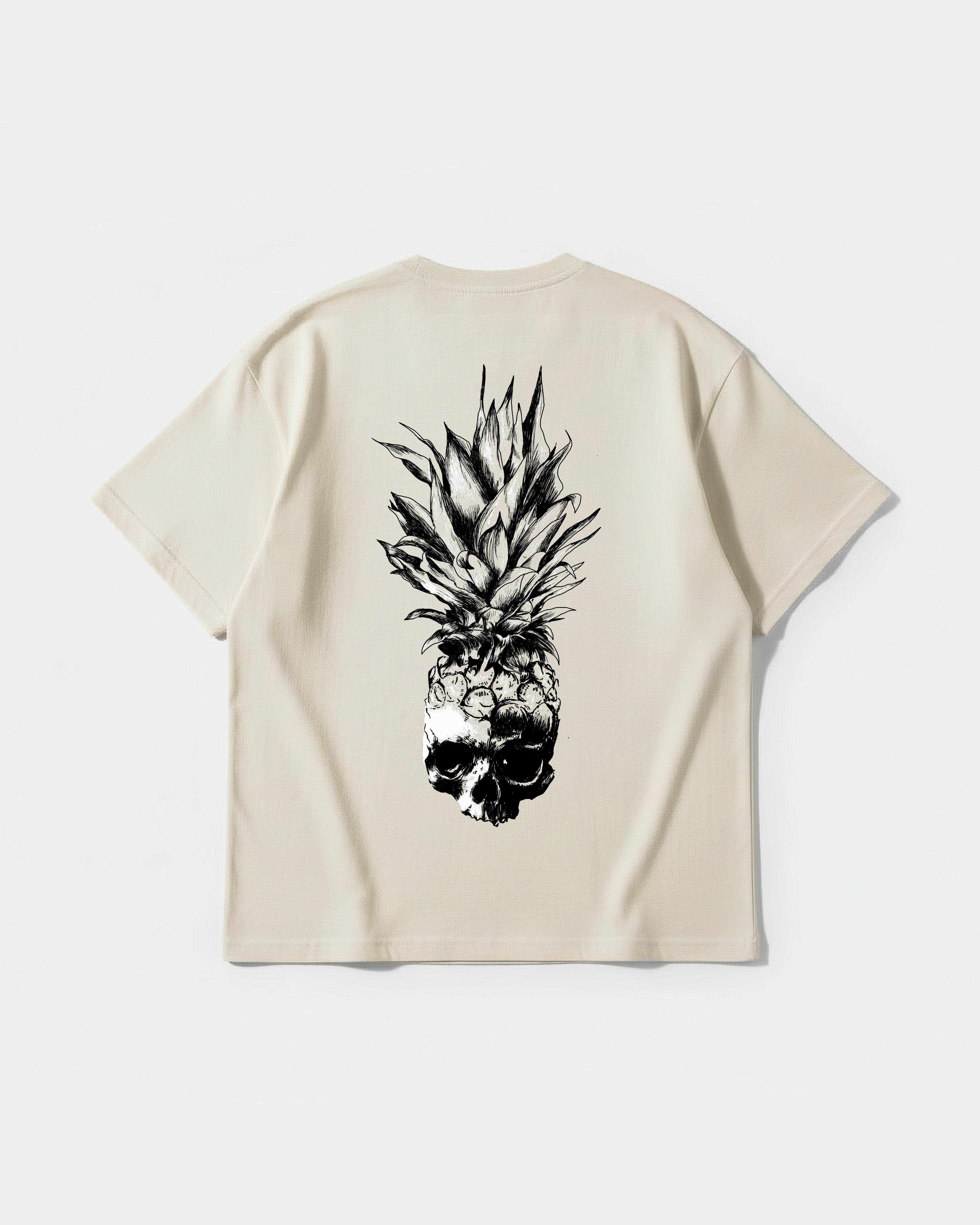 Camiseta Pina Calavera Big Back Oversize Basic Beige