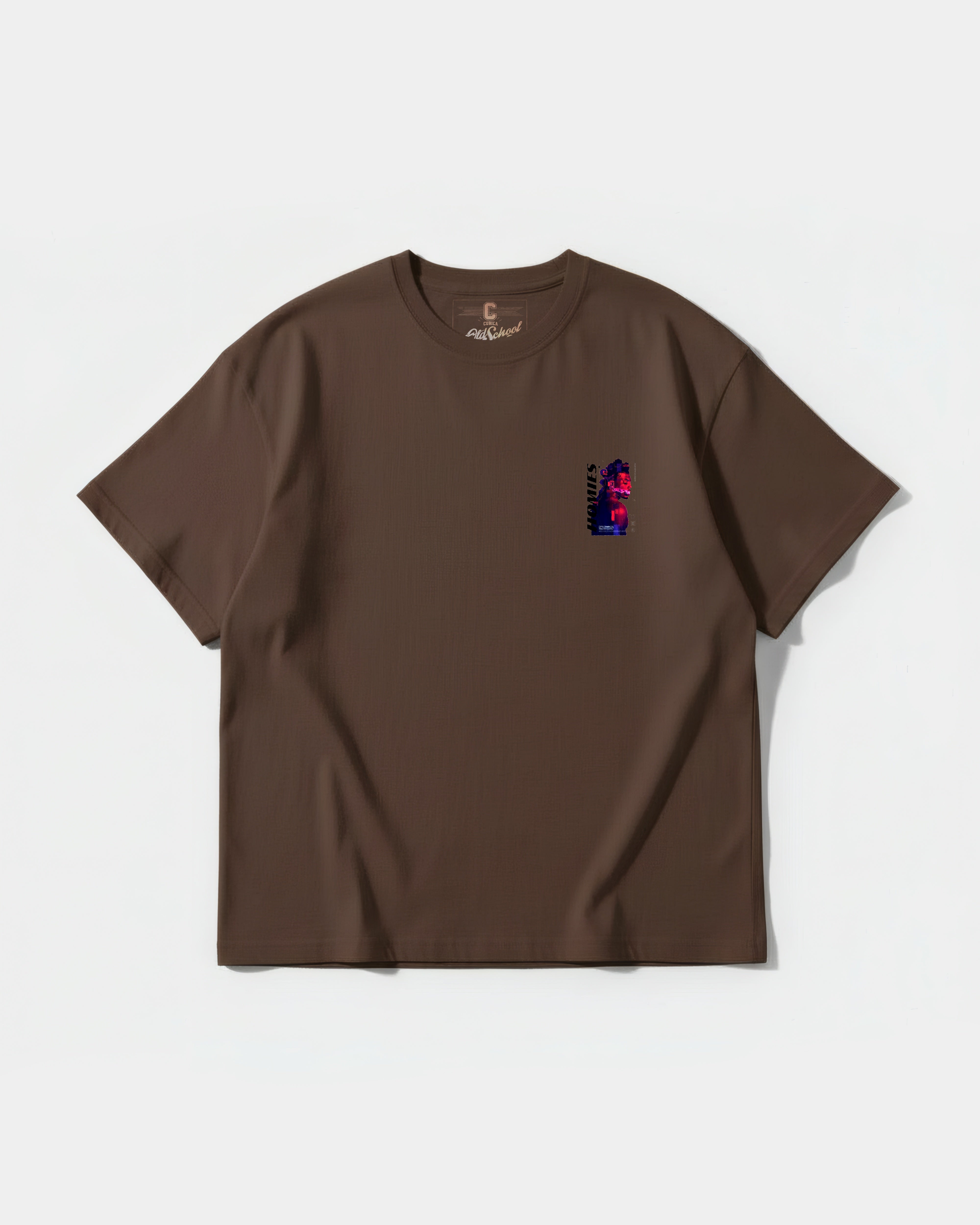 Camiseta Homies White Pocket Front Oversize Basic Marron