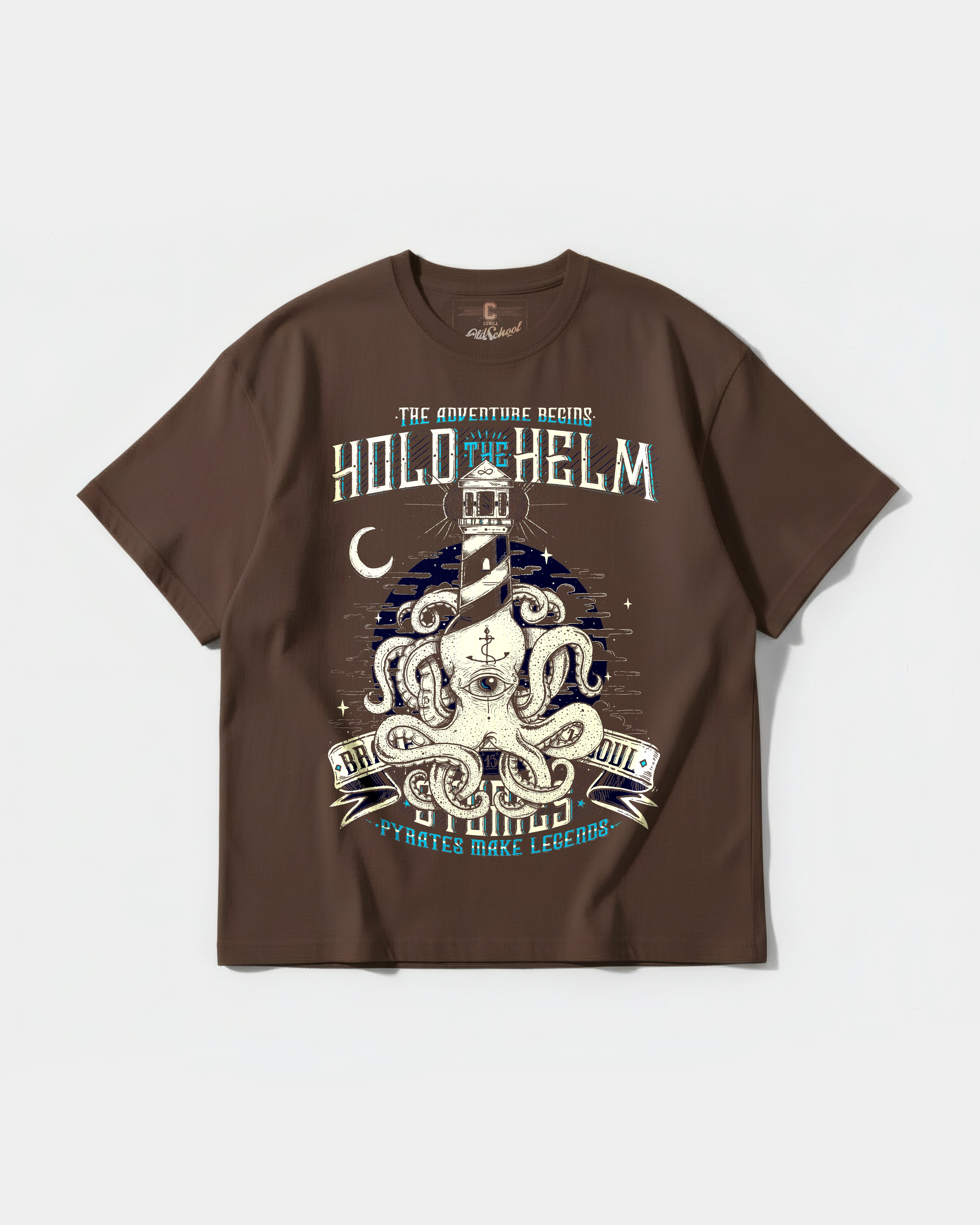 Camiseta Hold The Helm Big Front Oversize Basic Marron