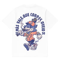 Camiseta Cubica Mas Vale Que Corras espalda blanco