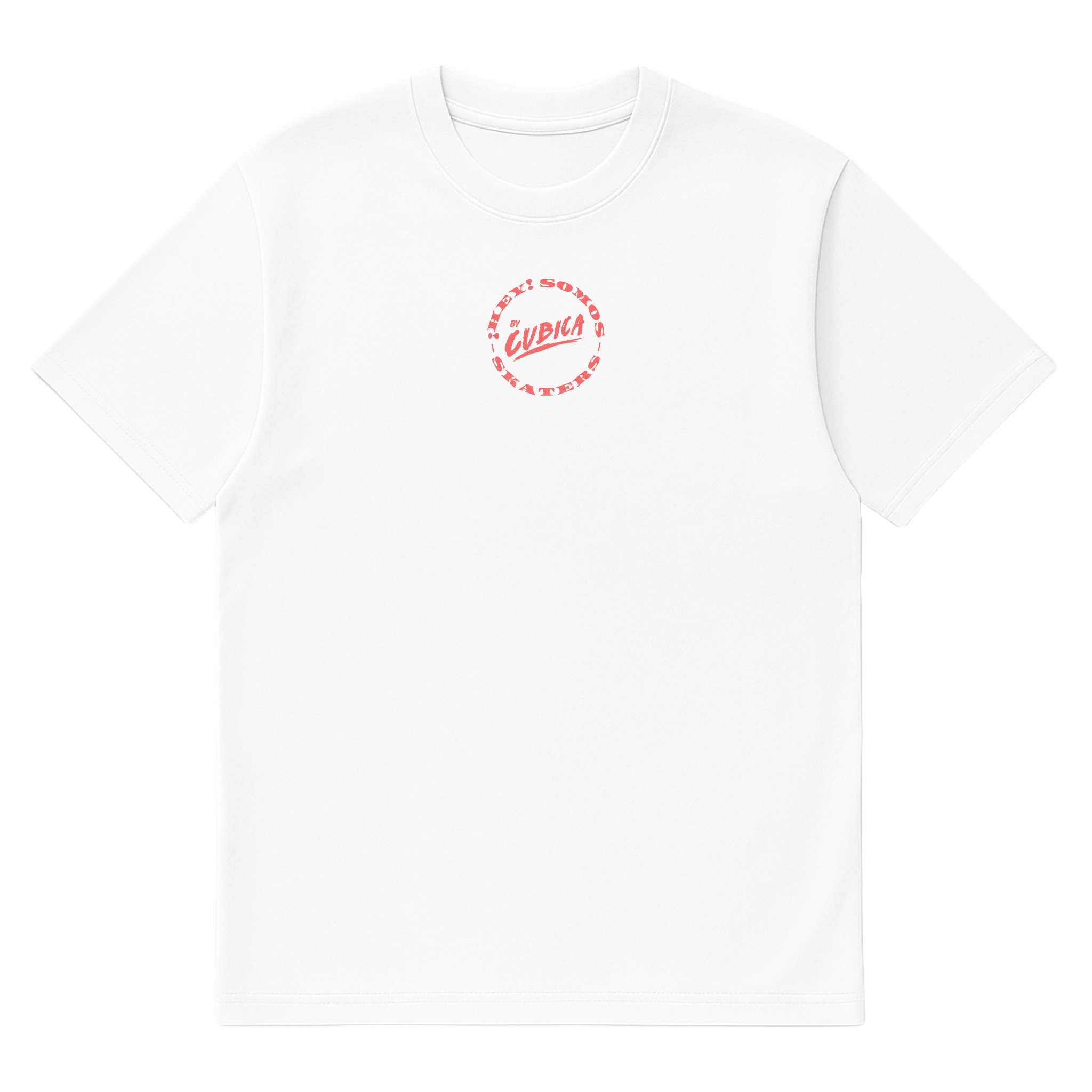 Camiseta Cubica ¡Hey, Somos Skaters! frente blanco