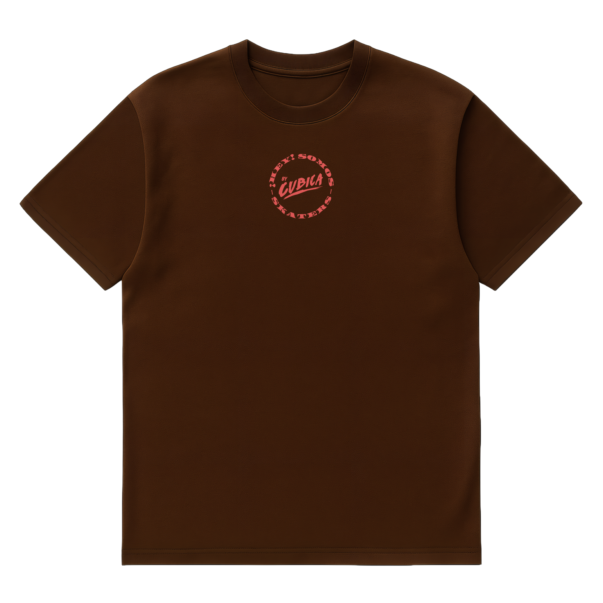 Camiseta Cubica ¡Hey, Somos Skaters! frente cafe