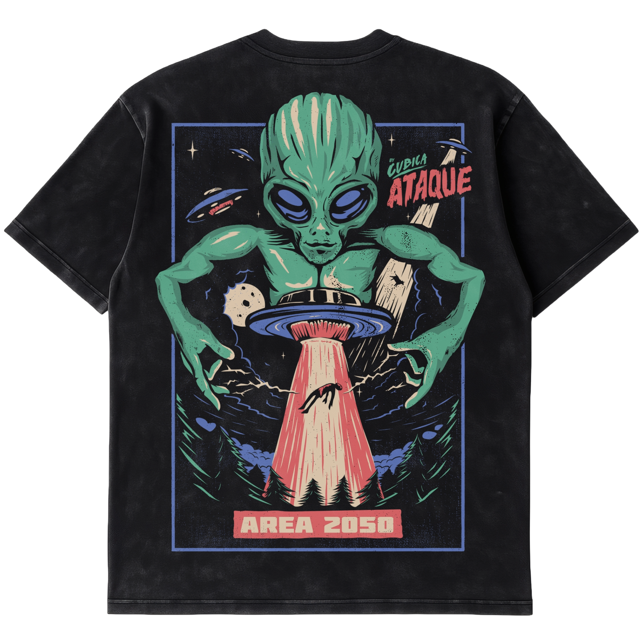 Camiseta Cubica Ataque Washed Oversize
