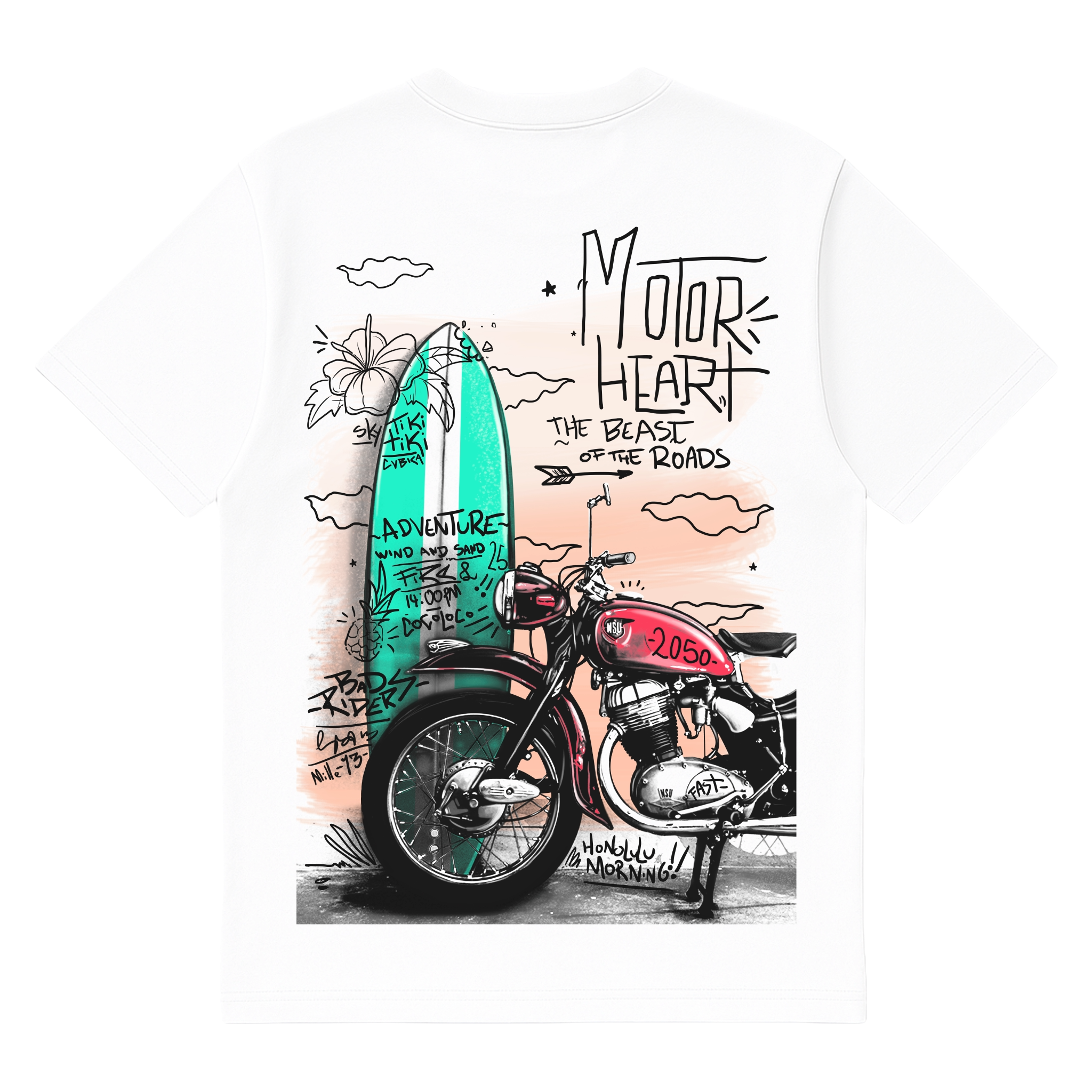 Camiseta Cubica Motor Heart The Beast Of Roads