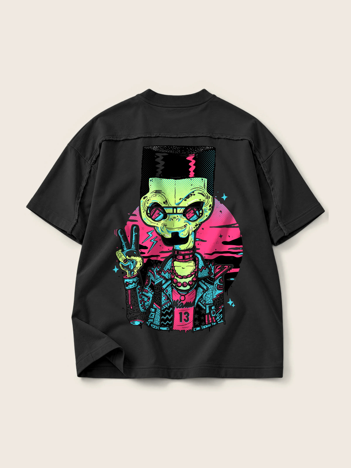 Alien In Miami · Camiseta Semi Oversize con Cortes 410g — Imagen del producto 9