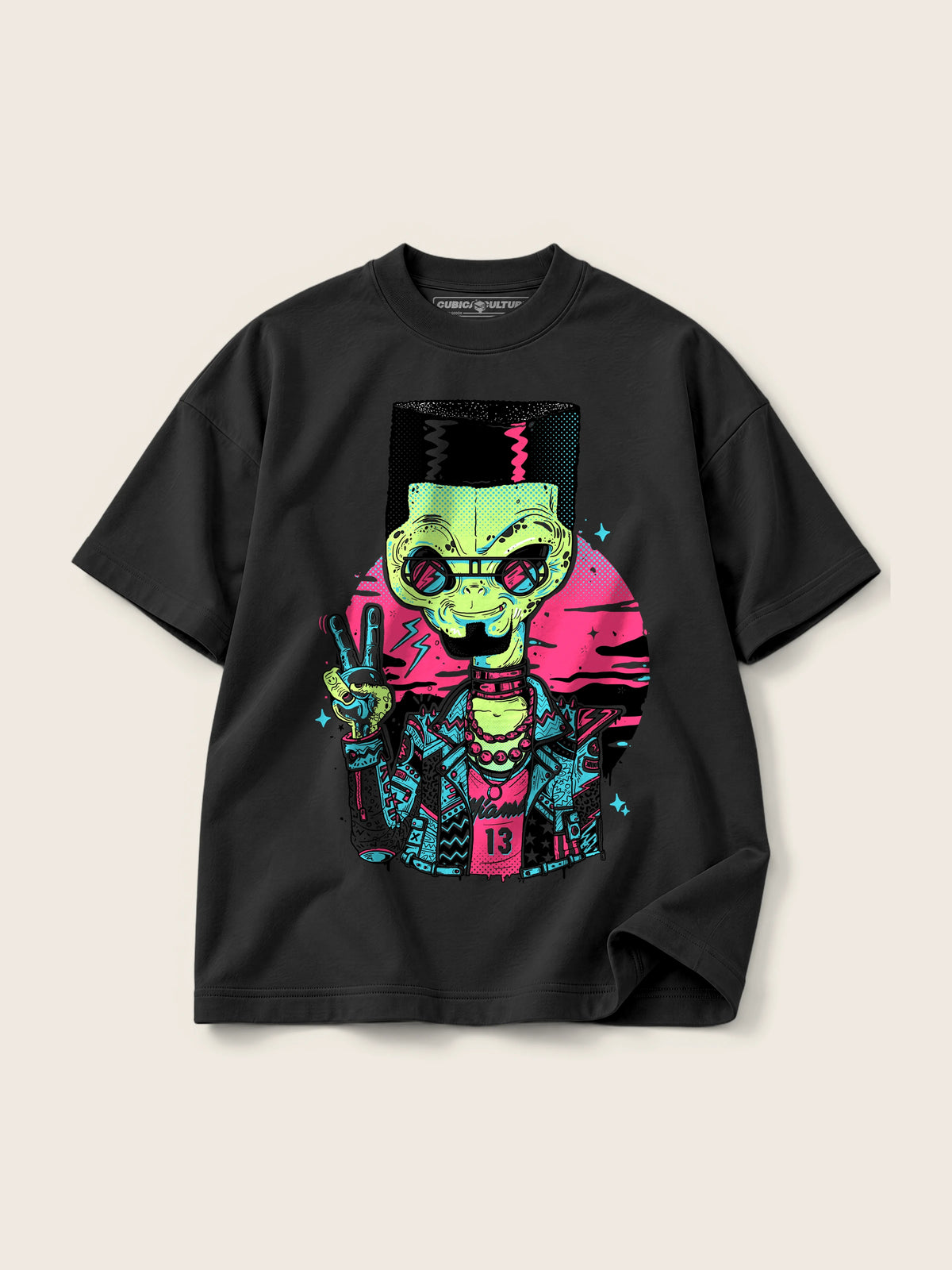 Alien In Miami · Camiseta Semi Oversize con Cortes 410g — Imagen del producto 6