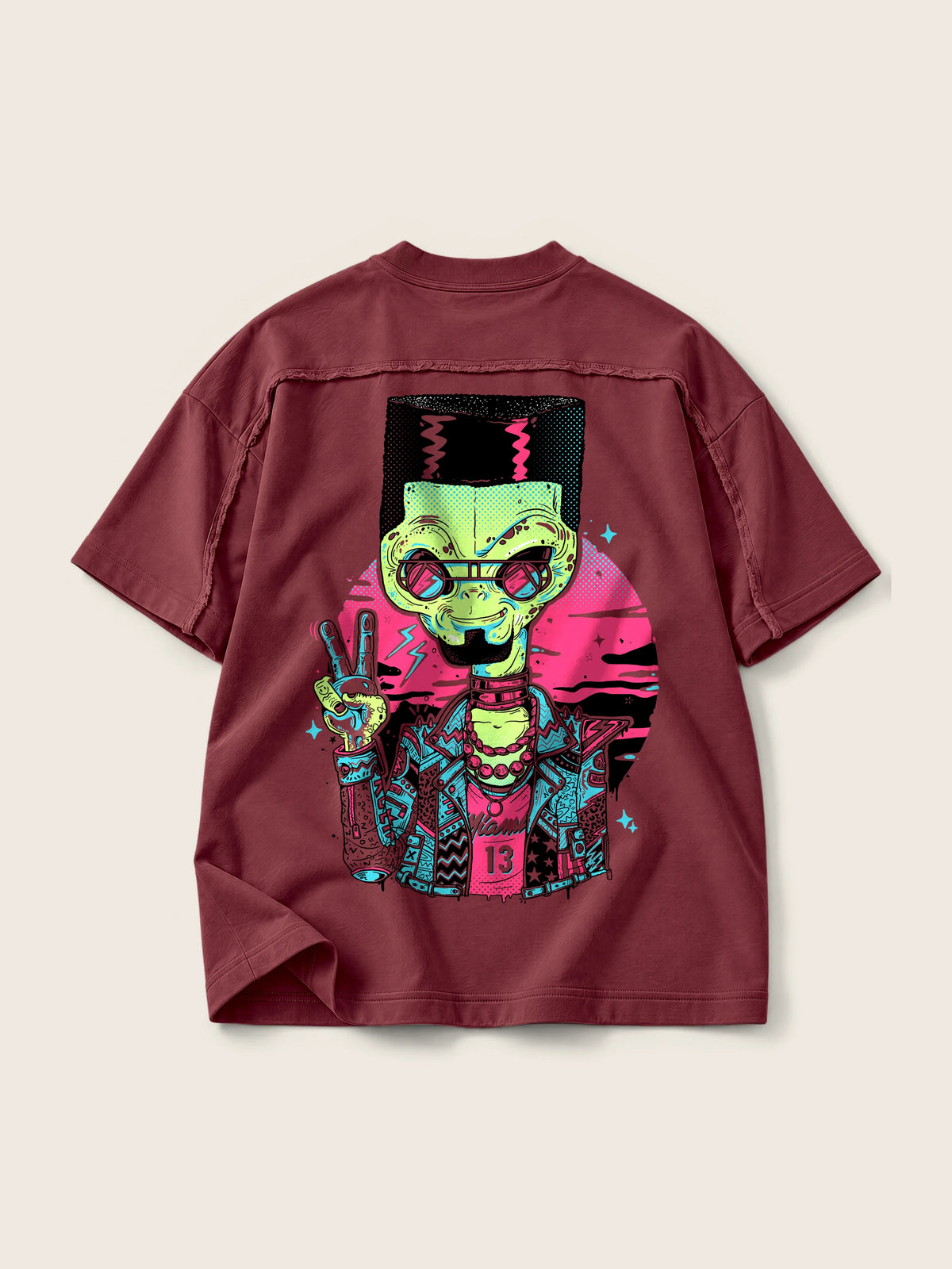 Alien In Miami · Camiseta Semi Oversize con Cortes 410g — Imagen del producto 14