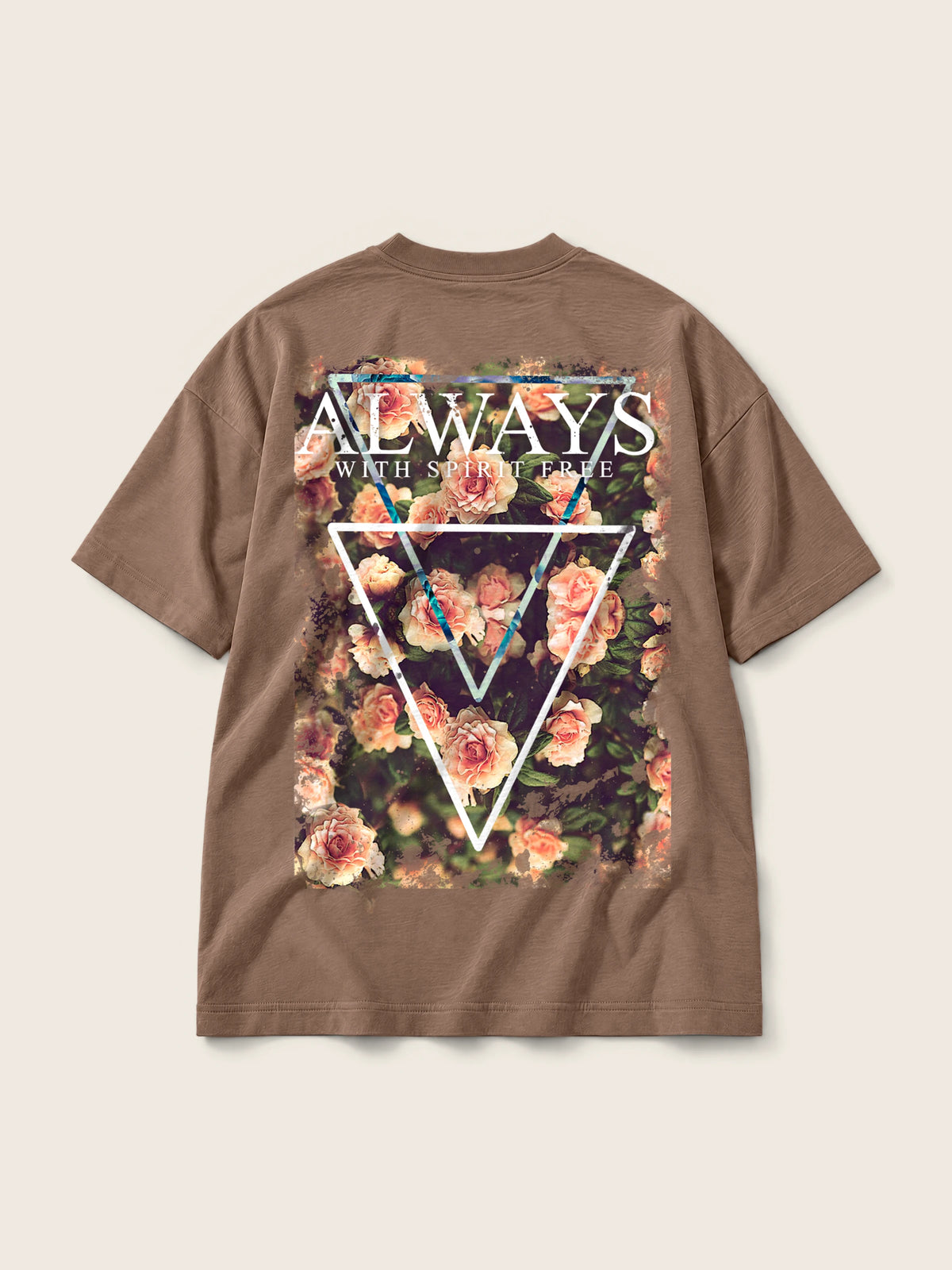 Always Free Spirit · Camiseta Semi Oversize 310g, chocolate, estampado espalda, vista trasera
