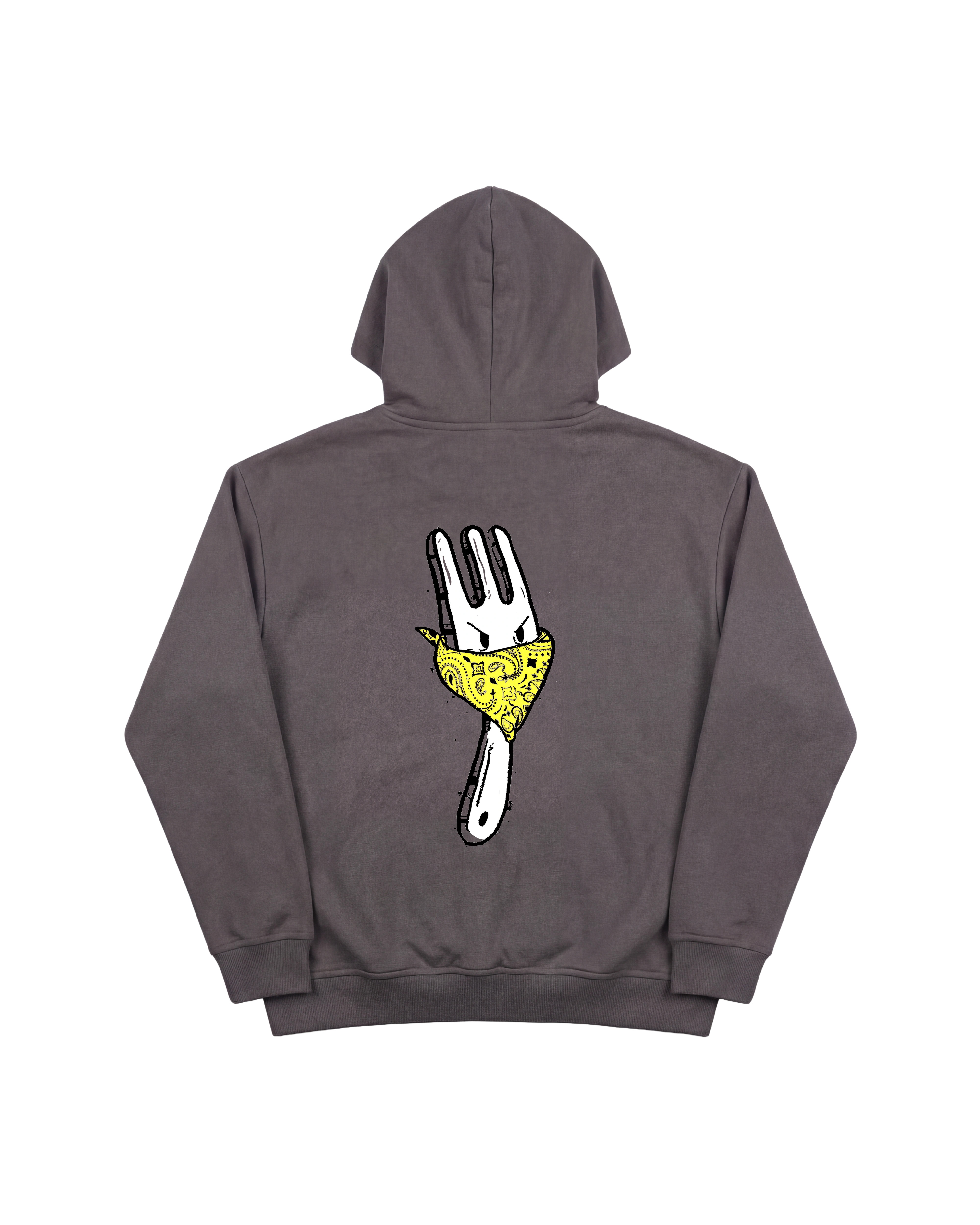Angry Fork Hoodie 410 Gris Oscuro Cubica