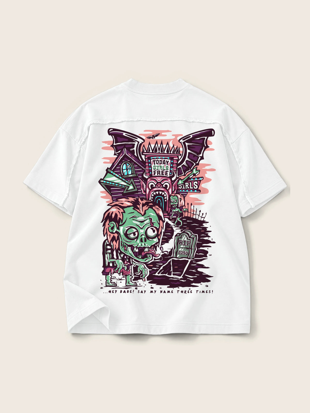 Beetlejuice · Camiseta Semi Oversize con Cortes 410g Blanco — Imagen del producto 3