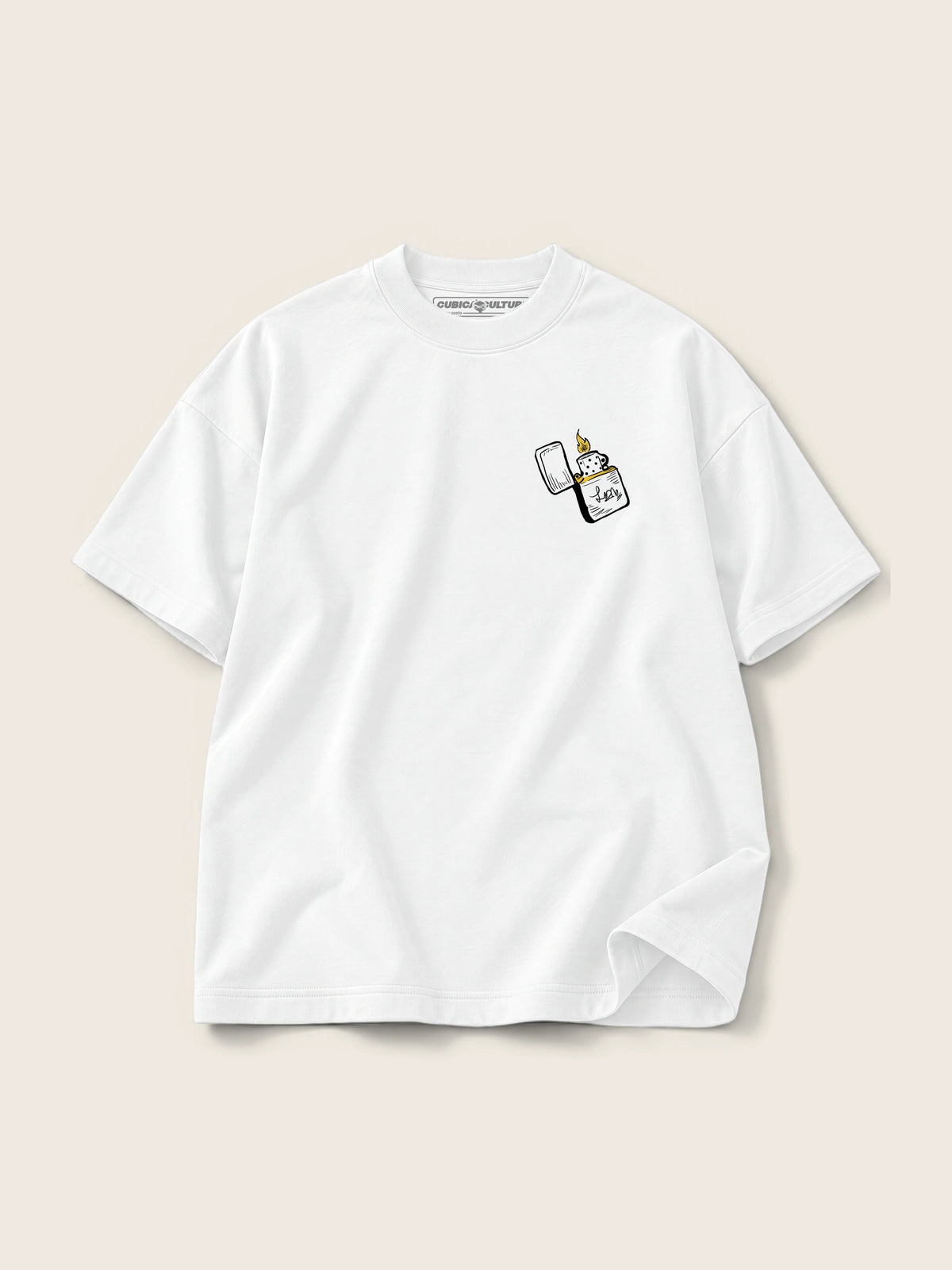 Candela · Camiseta Semi Oversize con Cortes 410g Blanco — Imagen del producto 1