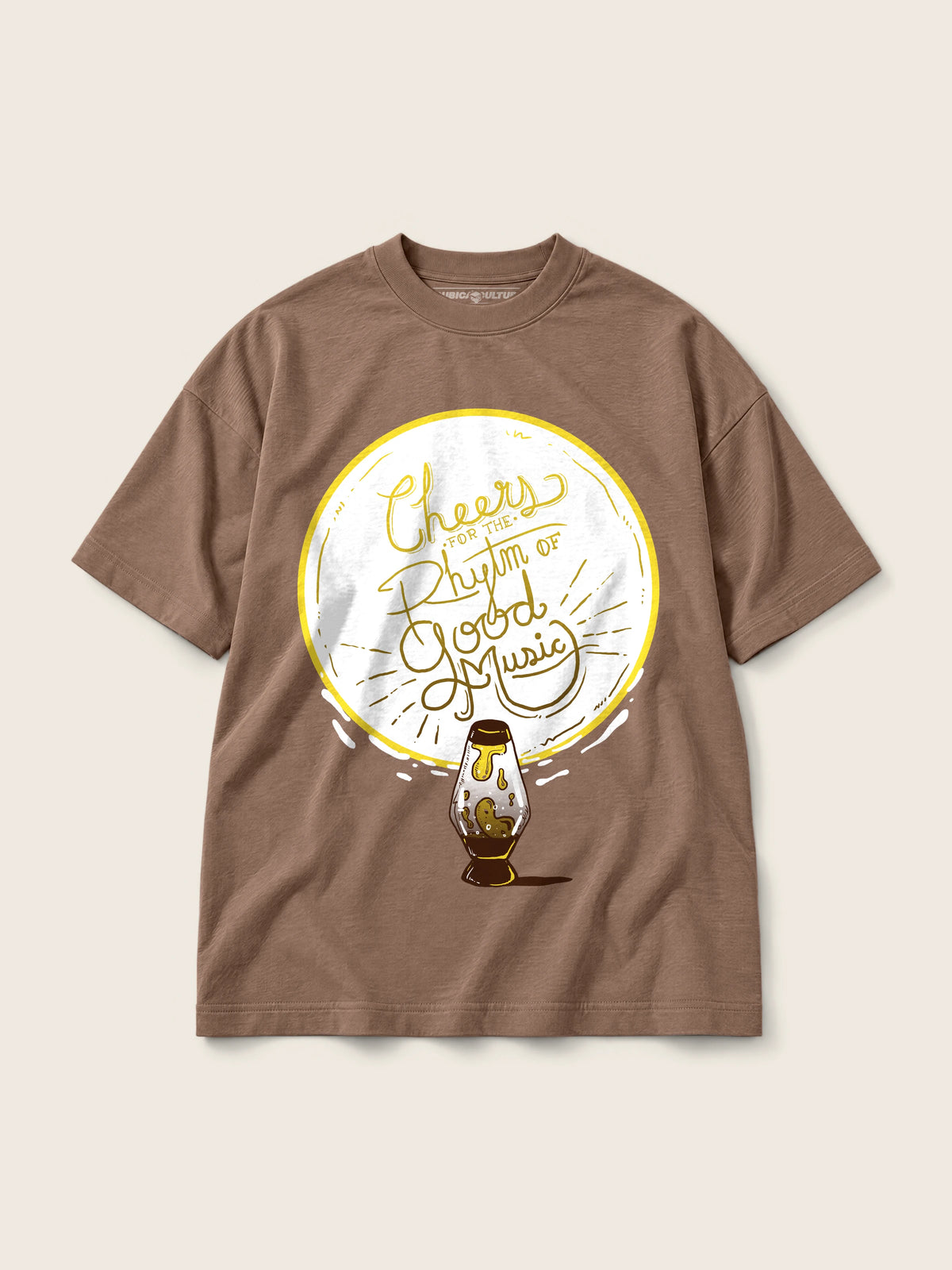 Cheers Good Music · Camiseta Semi Oversize 310g, chocolate, estampado frente, vista frontal