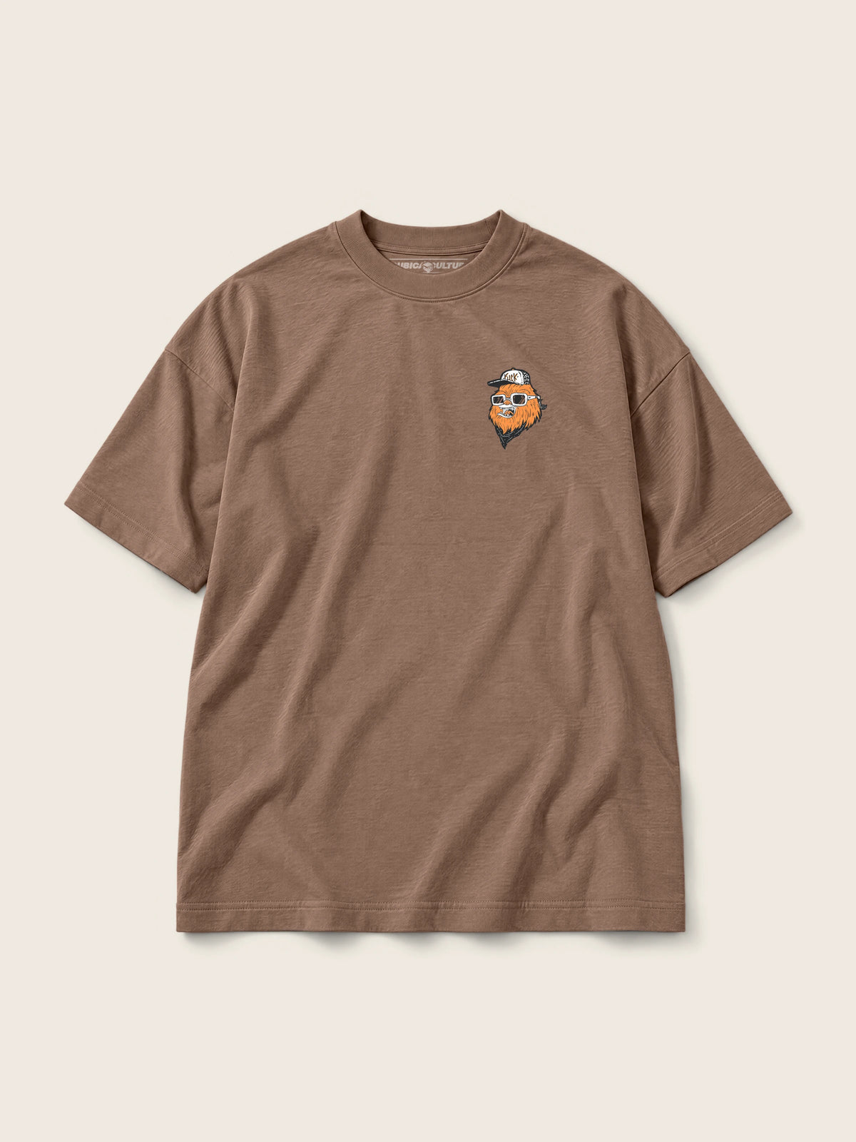 Chewie Hippie · Camiseta Semi Oversize 310g, chocolate, estampado bolsillo + espalda, vista frontal