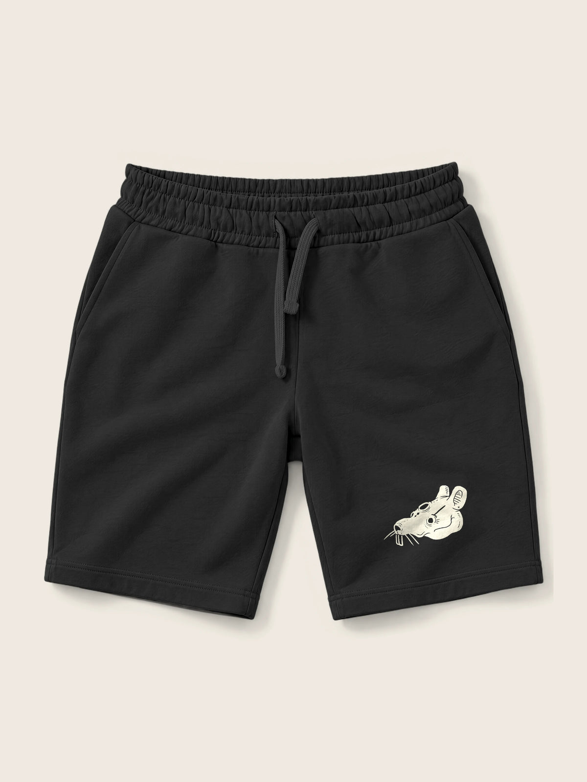 Crazy Mouse · Pantaloneta 410g Negro, negro, estampado bolsillo, vista frontal
