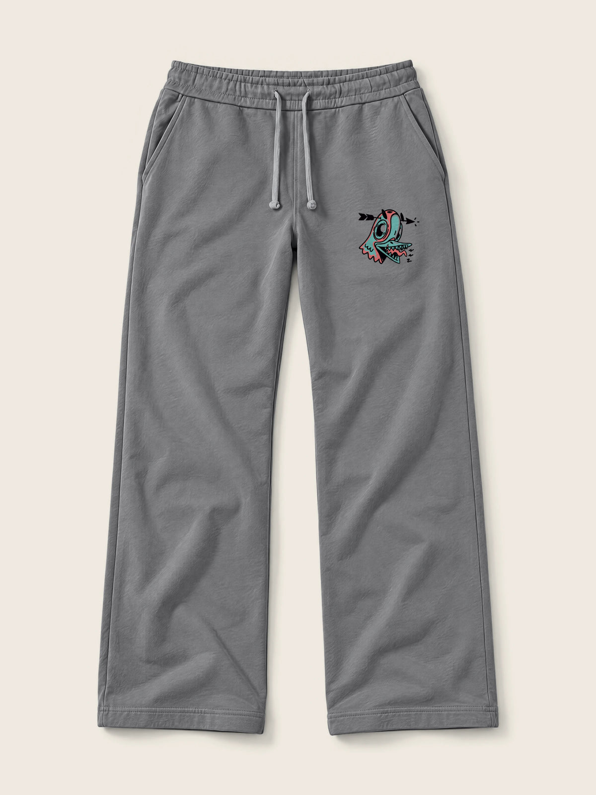 Crazy Paloma · Pantalón Sudadera 410g, gris, estampado bolsillo, vista frontal