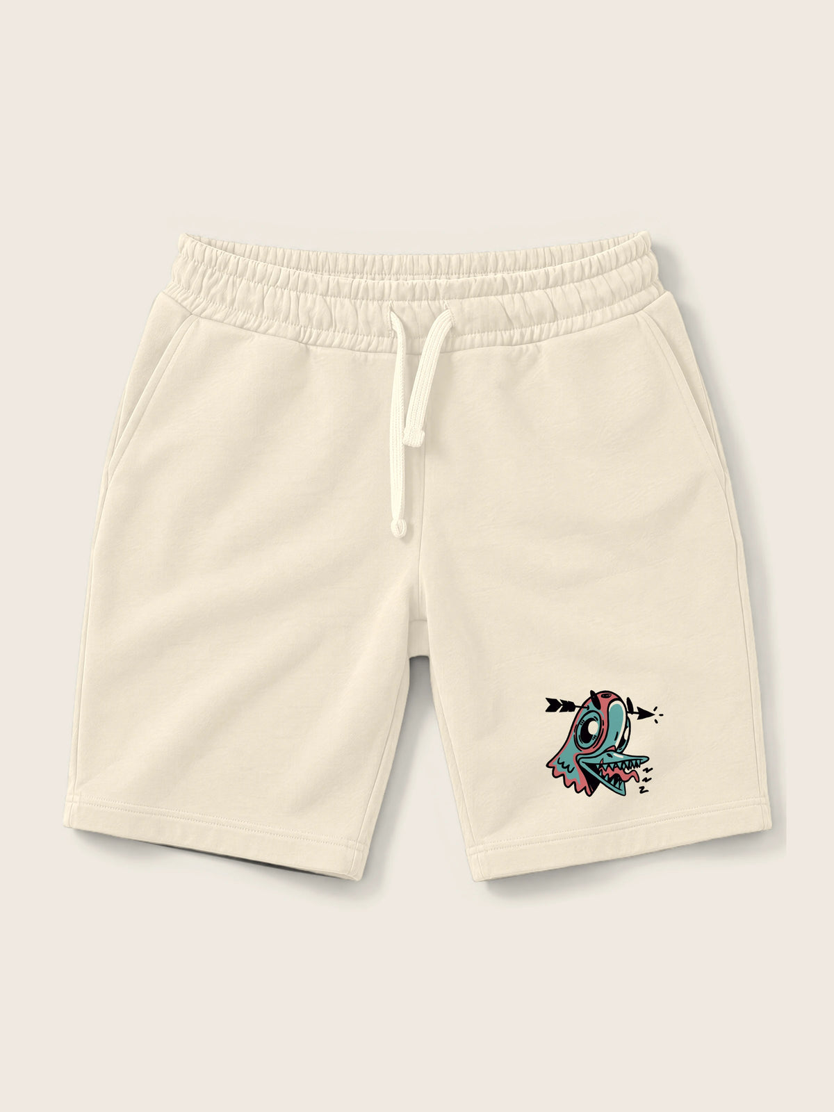 Crazy Paloma · Pantaloneta 410g, crudo, estampado bolsillo, vista frontal