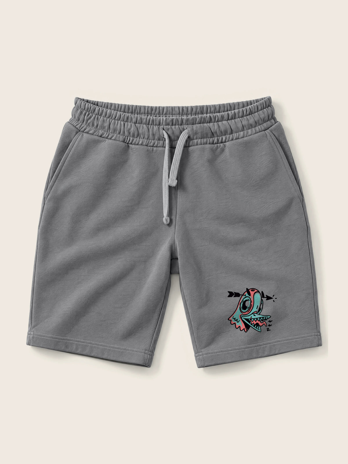 Crazy Paloma · Pantaloneta 410g, gris, estampado bolsillo, vista frontal