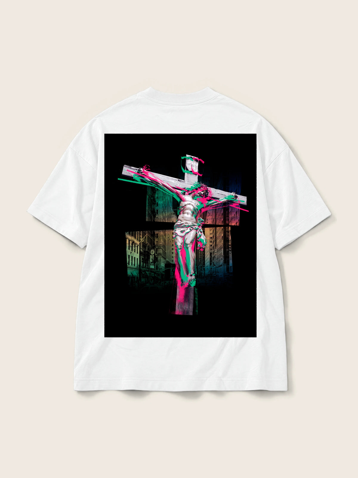 Cristo · Camiseta Semi Oversize 250g Blanco — Imagen del producto 3