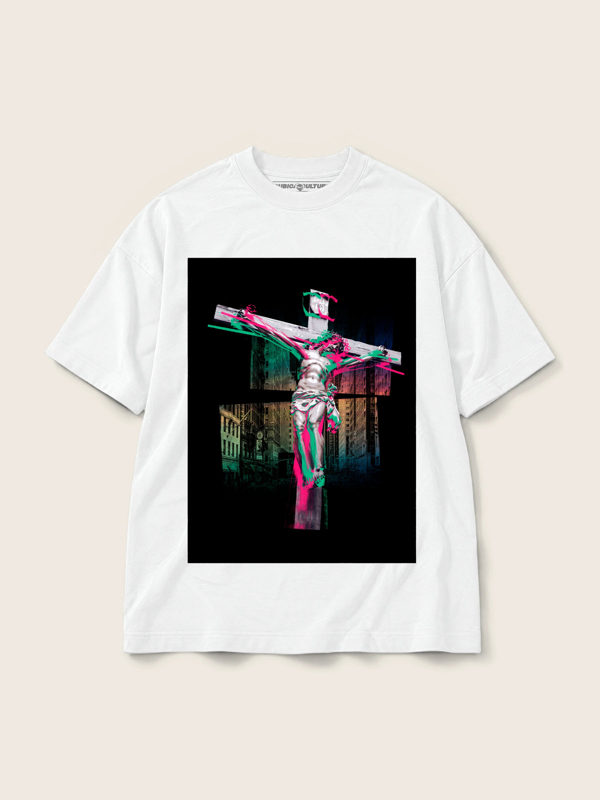 Cristo · Camiseta Semi Oversize 250g Blanco — Imagen del producto 1