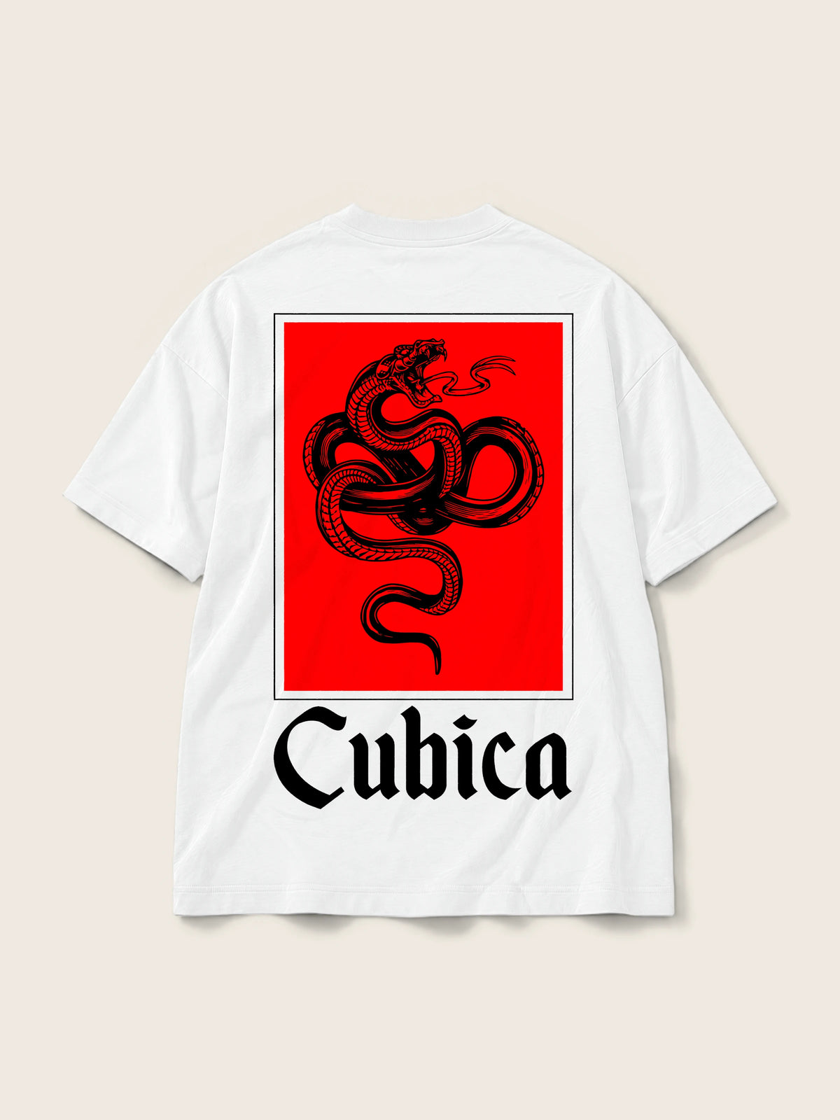 Cubica Snake · Camiseta Semi Oversize 250g Blanco — Imagen del producto 3