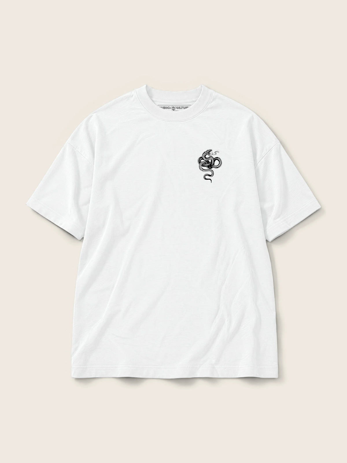 Cubica Snake · Camiseta Semi Oversize 250g Blanco — Imagen del producto 4