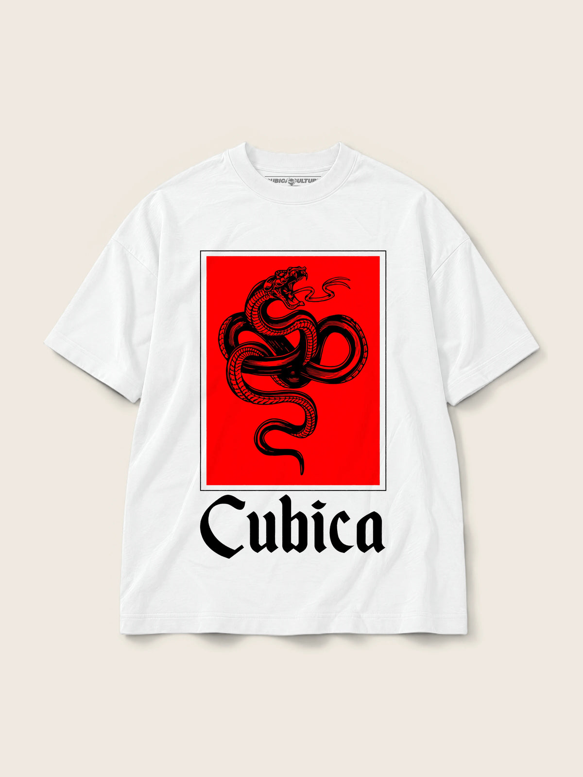 Cubica Snake · Camiseta Semi Oversize 250g Blanco — Imagen del producto 1