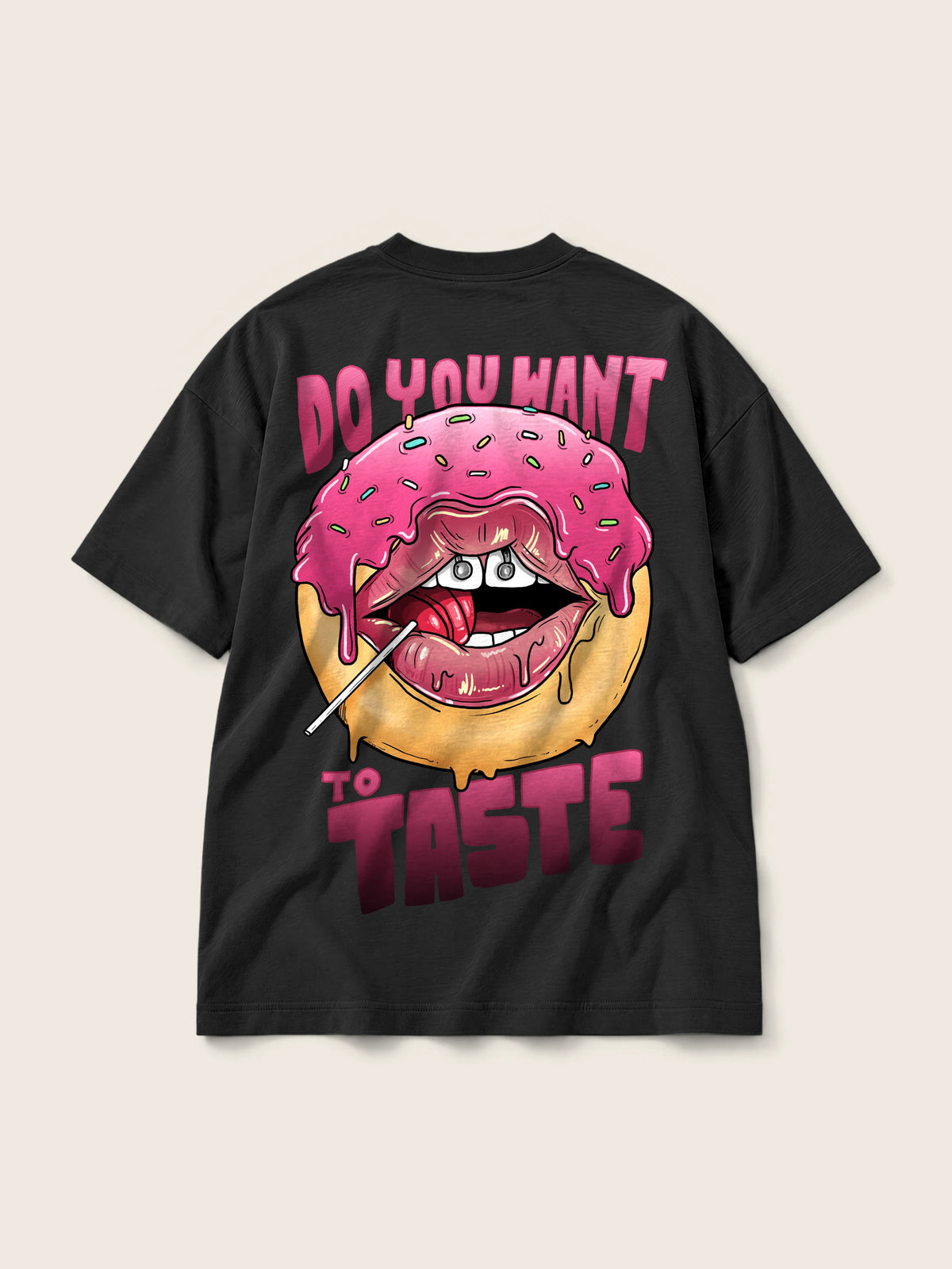 Do You Want · Camiseta Semi Oversize 310g, negro, estampado espalda, vista trasera